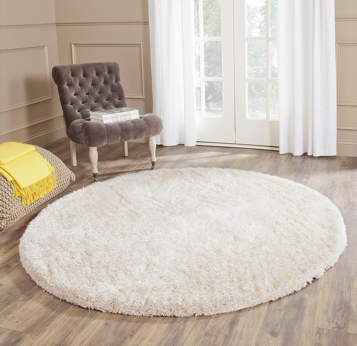 image:imageSAFAVIEH Area Rug 8x10 South Beach Shag Collection Large Snow White Handmade Ultra Plush Thick Pile Ideal for Living Room Bedroom Dining Space SBS562AChampagne