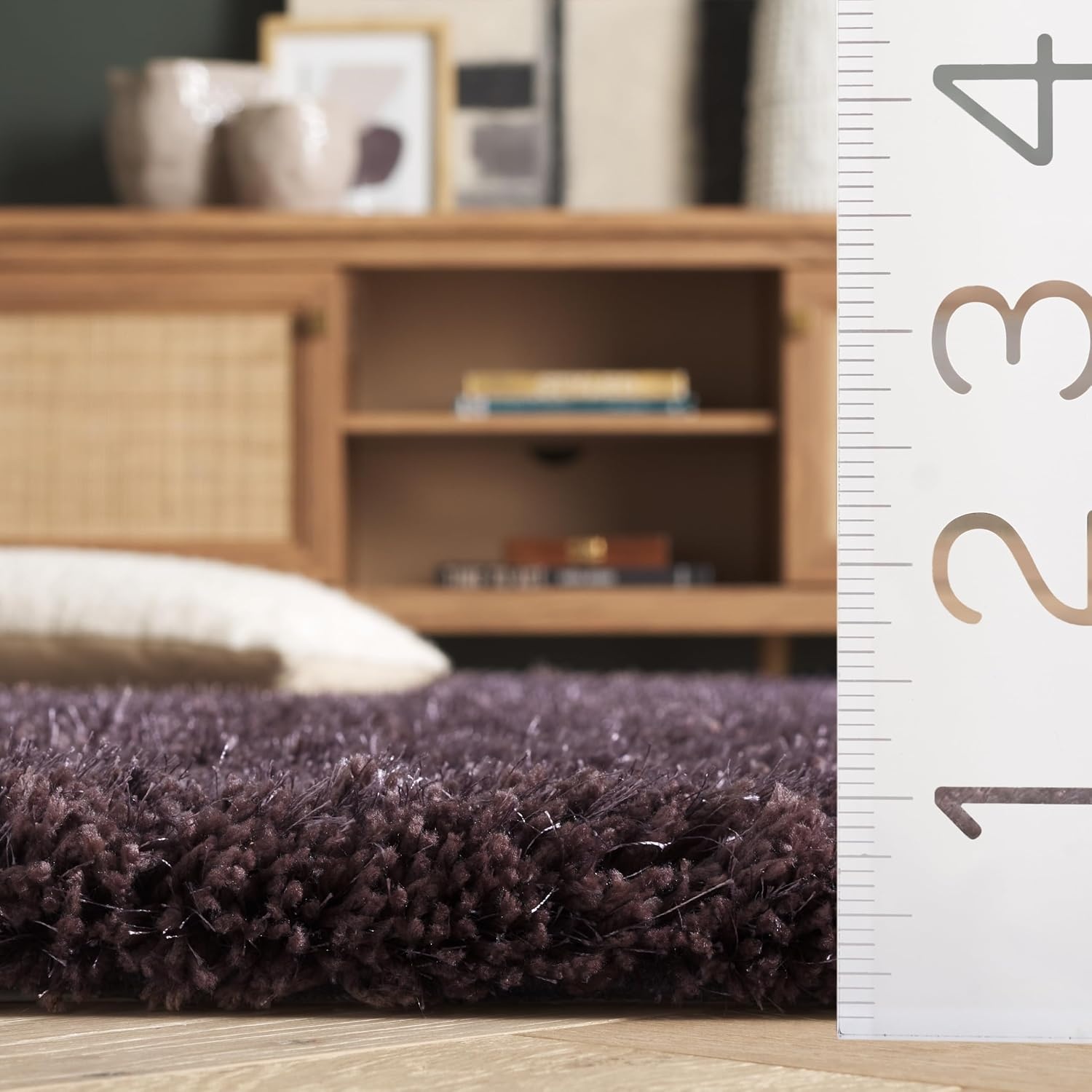 image:imageSAFAVIEH Area Rug 8x10 South Beach Shag Collection Large Snow White Handmade Ultra Plush Thick Pile Ideal for Living Room Bedroom Dining Space SBS562ALavender