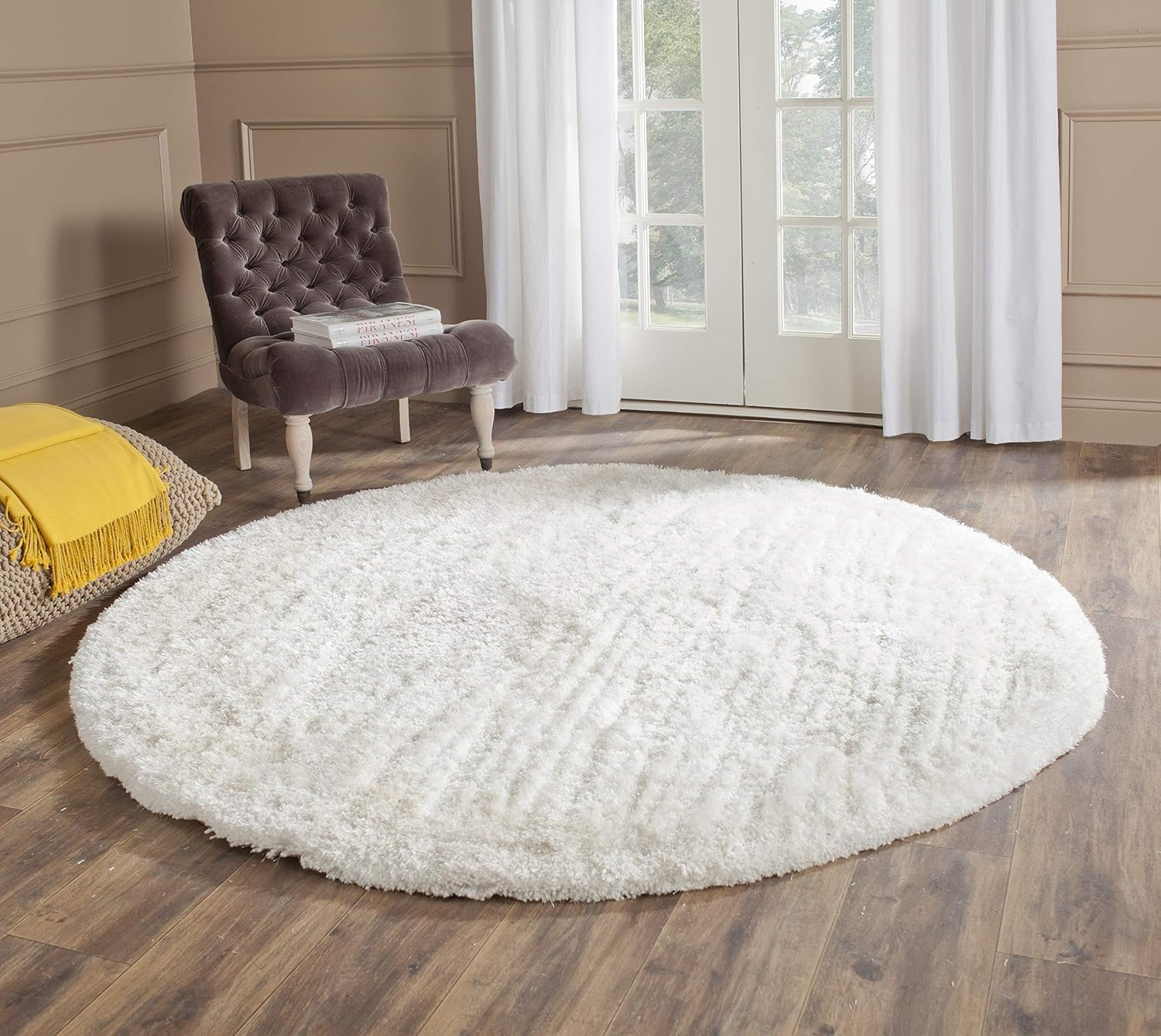 image:imageSAFAVIEH Area Rug 8x10 South Beach Shag Collection Large Snow White Handmade Ultra Plush Thick Pile Ideal for Living Room Bedroom Dining Space SBS562ASnow White