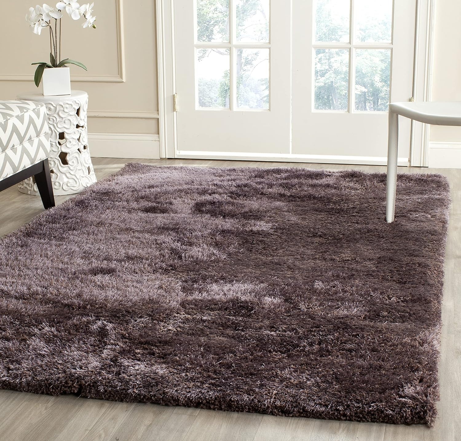 image:imageSAFAVIEH Area Rug 8x10 South Beach Shag Collection Large Snow White Handmade Ultra Plush Thick Pile Ideal for Living Room Bedroom Dining Space SBS562ALavender