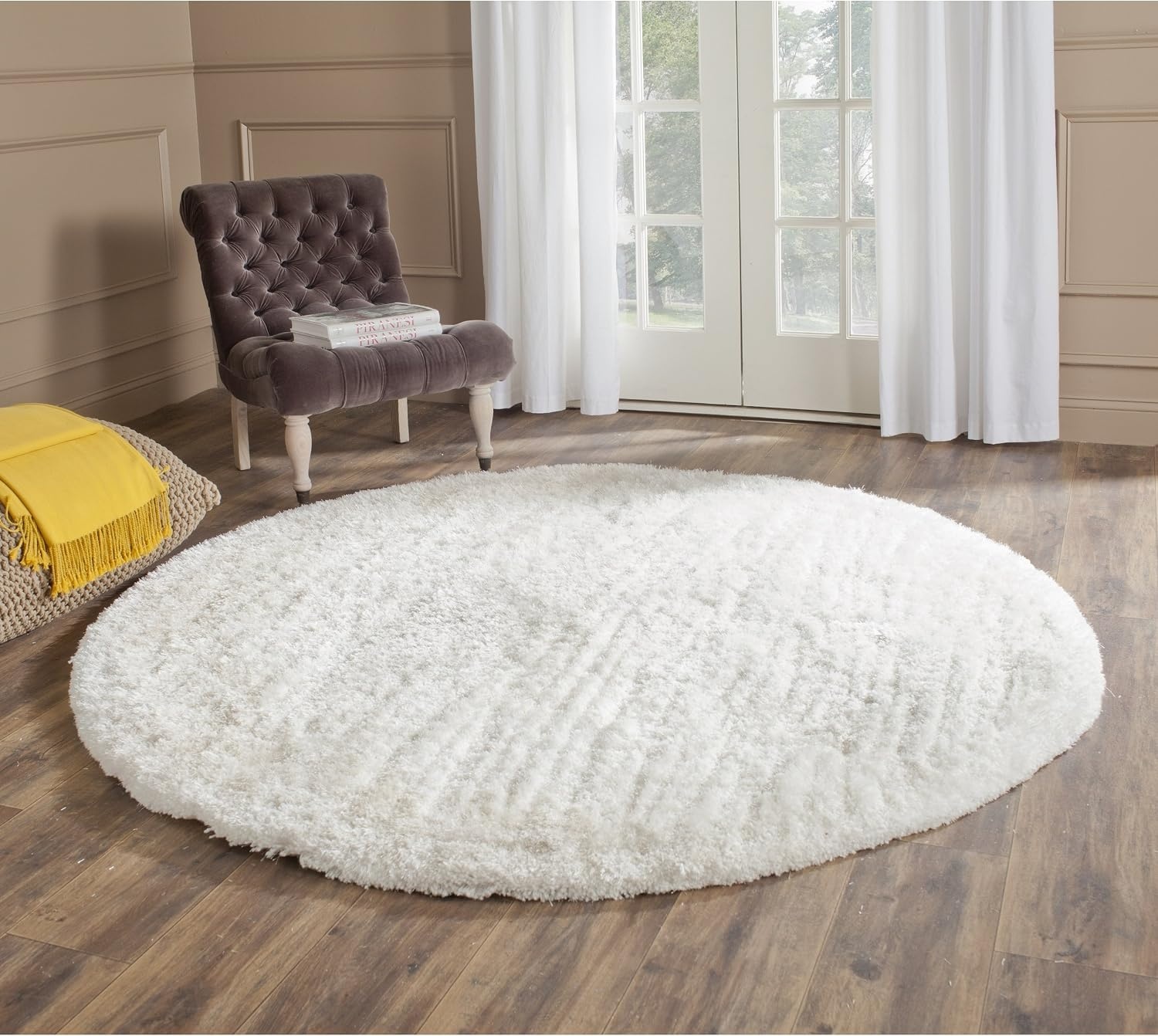 image:imageSAFAVIEH Area Rug 8x10 South Beach Shag Collection Large Snow White Handmade Ultra Plush Thick Pile Ideal for Living Room Bedroom Dining Space SBS562ASnow White