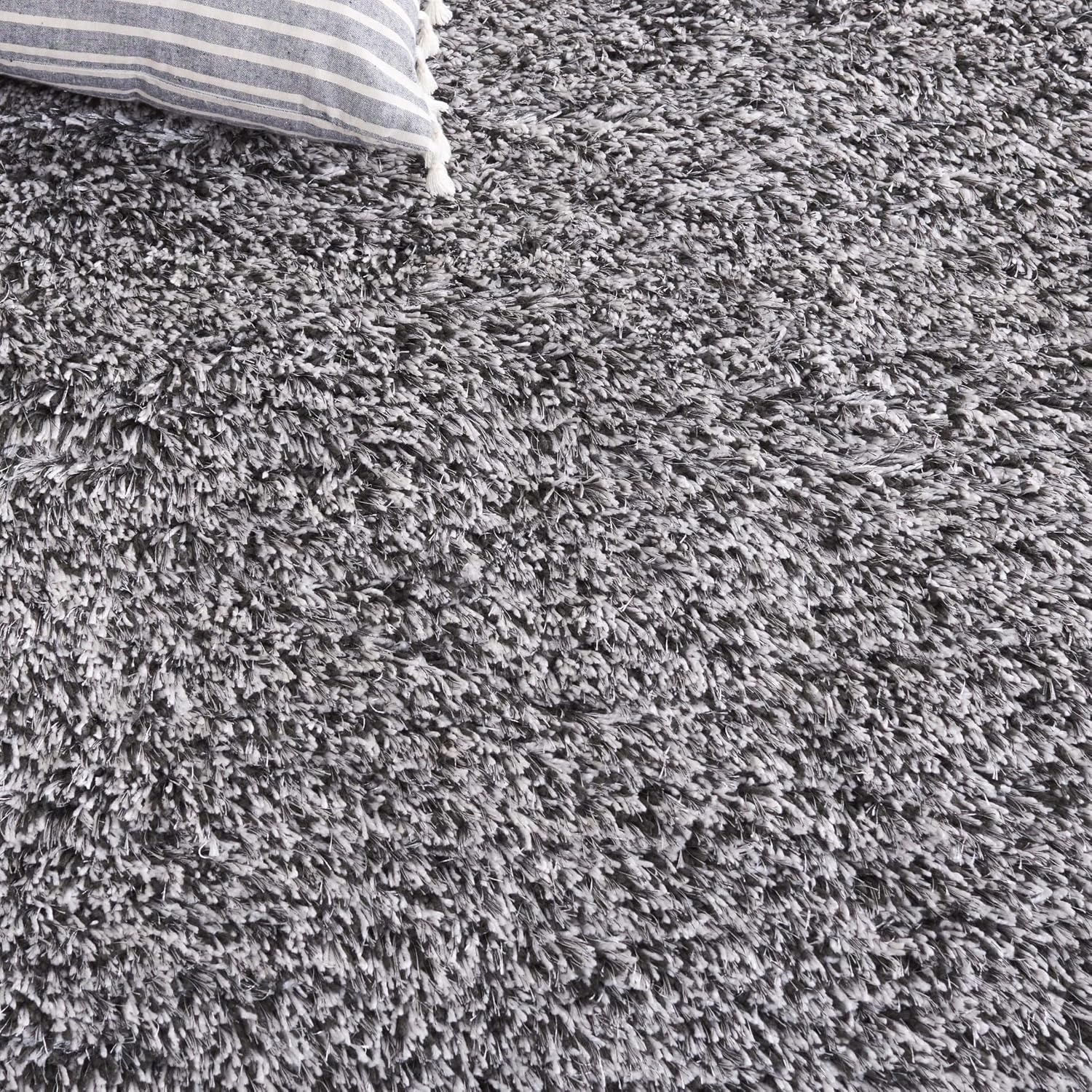 image:imageSAFAVIEH Area Rug 8x10 South Beach Shag Collection Large Snow White Handmade Ultra Plush Thick Pile Ideal for Living Room Bedroom Dining Space SBS562ASteel Grey