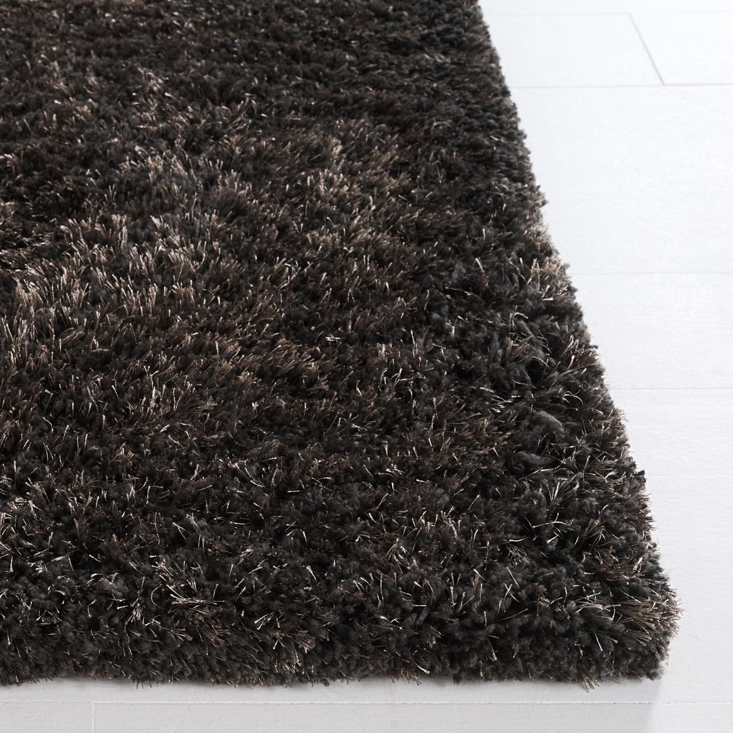 image:imageSAFAVIEH Area Rug 8x10 South Beach Shag Collection Large Snow White Handmade Ultra Plush Thick Pile Ideal for Living Room Bedroom Dining Space SBS562ACharcoal