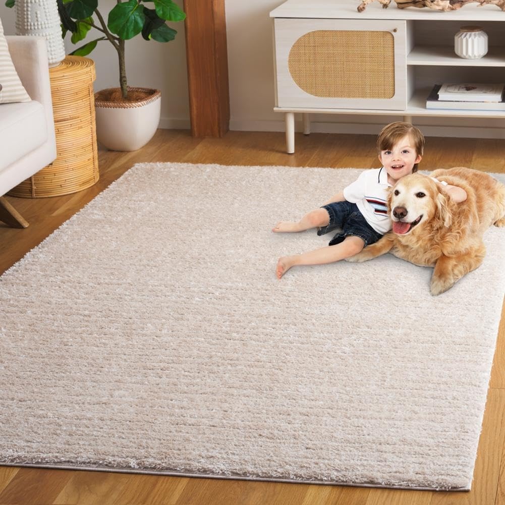 image:imageSAFAVIEH Area Rug 8x10 Tahoe Shag Collection Large Beige Modern Design NonShedding amp Easy Cleaning Plush Thick Pile Ideal for Living Room Bedroom Dining Space THO651BBeige