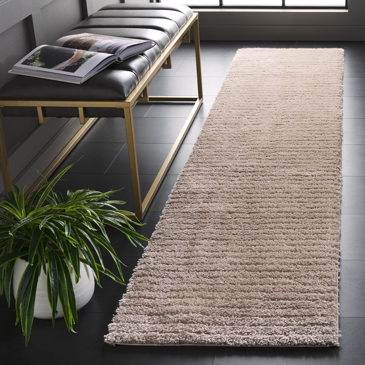 image:imageSAFAVIEH Area Rug 8x10 Tahoe Shag Collection Large Beige Modern Design NonShedding amp Easy Cleaning Plush Thick Pile Ideal for Living Room Bedroom Dining Space THO651BBeige