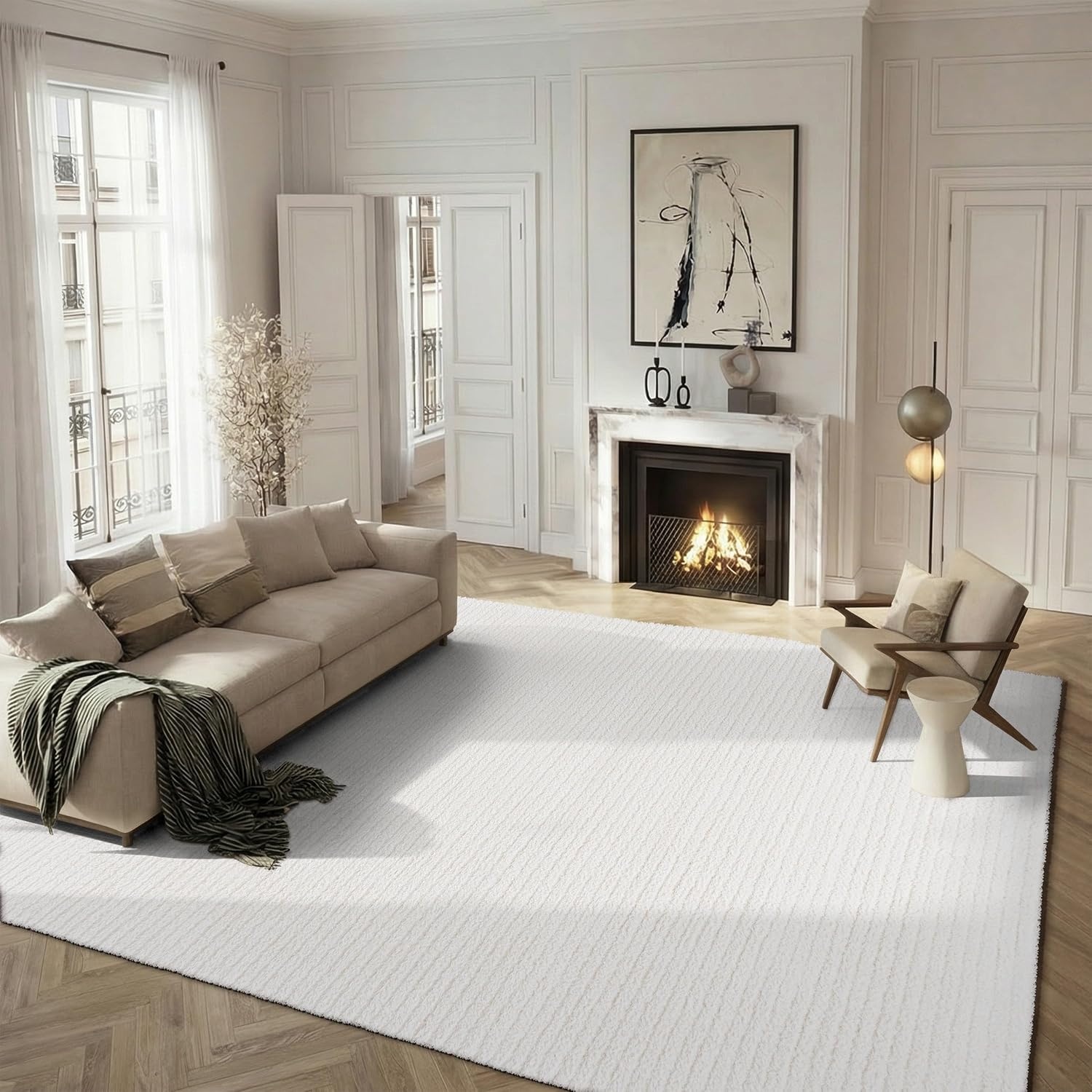 image:imageSAFAVIEH Area Rug 8x10 Tahoe Shag Collection Large Beige Modern Design NonShedding amp Easy Cleaning Plush Thick Pile Ideal for Living Room Bedroom Dining Space THO651BIvory