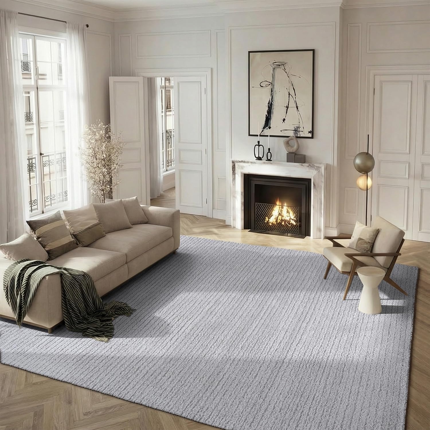 image:imageSAFAVIEH Area Rug 8x10 Tahoe Shag Collection Large Beige Modern Design NonShedding amp Easy Cleaning Plush Thick Pile Ideal for Living Room Bedroom Dining Space THO651BLight Grey
