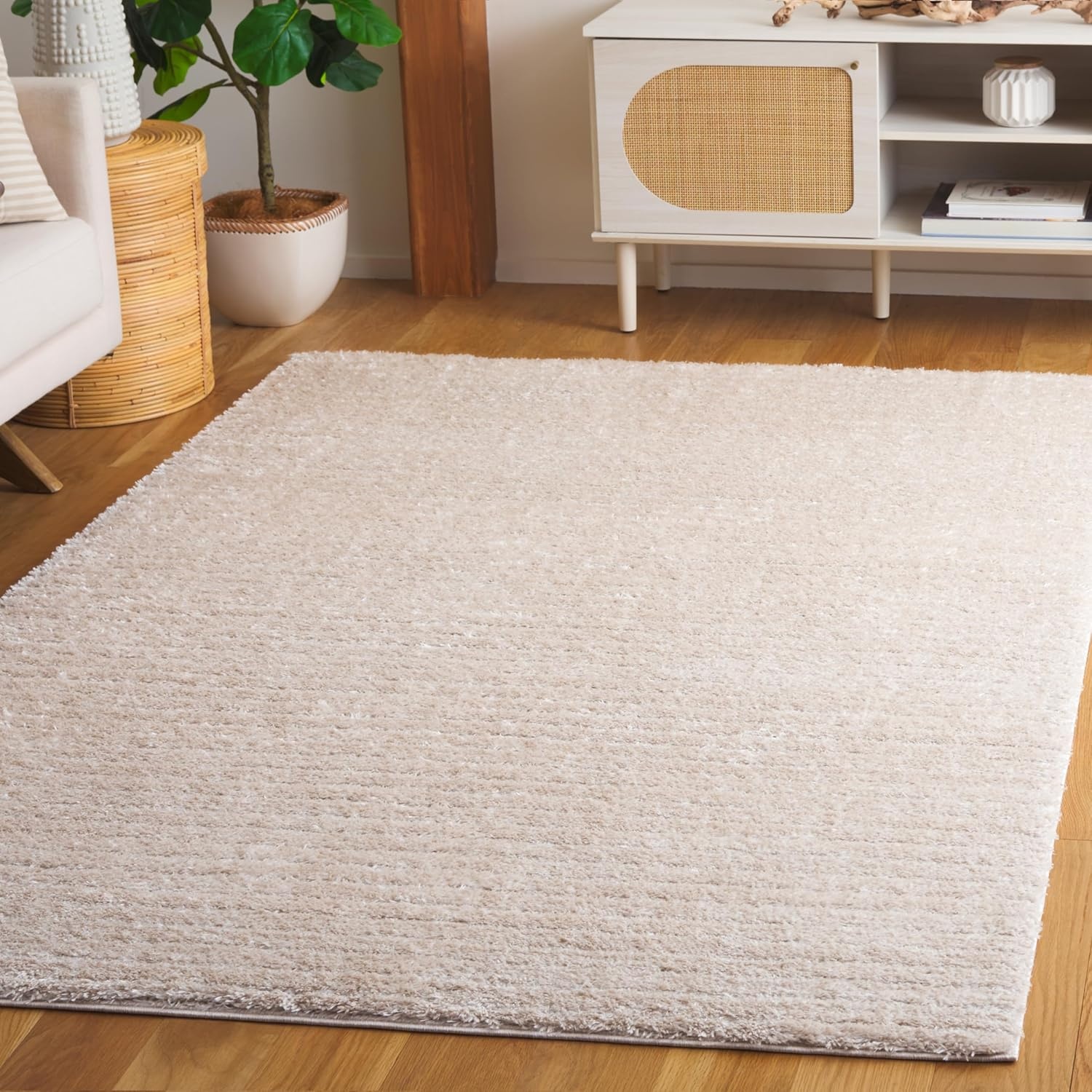 image:imageSAFAVIEH Area Rug 8x10 Tahoe Shag Collection Large Beige Modern Design NonShedding amp Easy Cleaning Plush Thick Pile Ideal for Living Room Bedroom Dining Space THO651BBeige