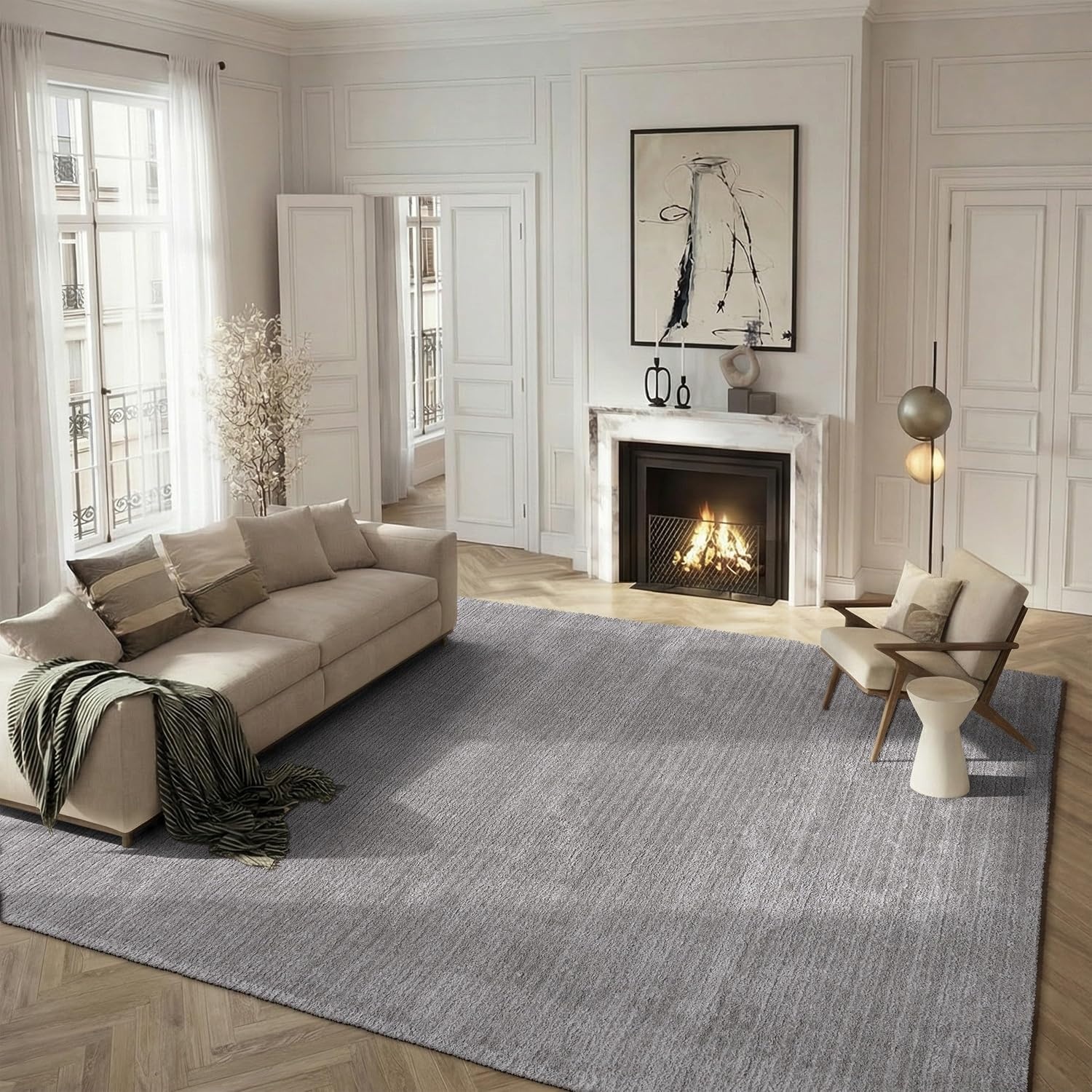 image:imageSAFAVIEH Area Rug 8x10 Tahoe Shag Collection Large Beige Modern Design NonShedding amp Easy Cleaning Plush Thick Pile Ideal for Living Room Bedroom Dining Space THO651BGrey