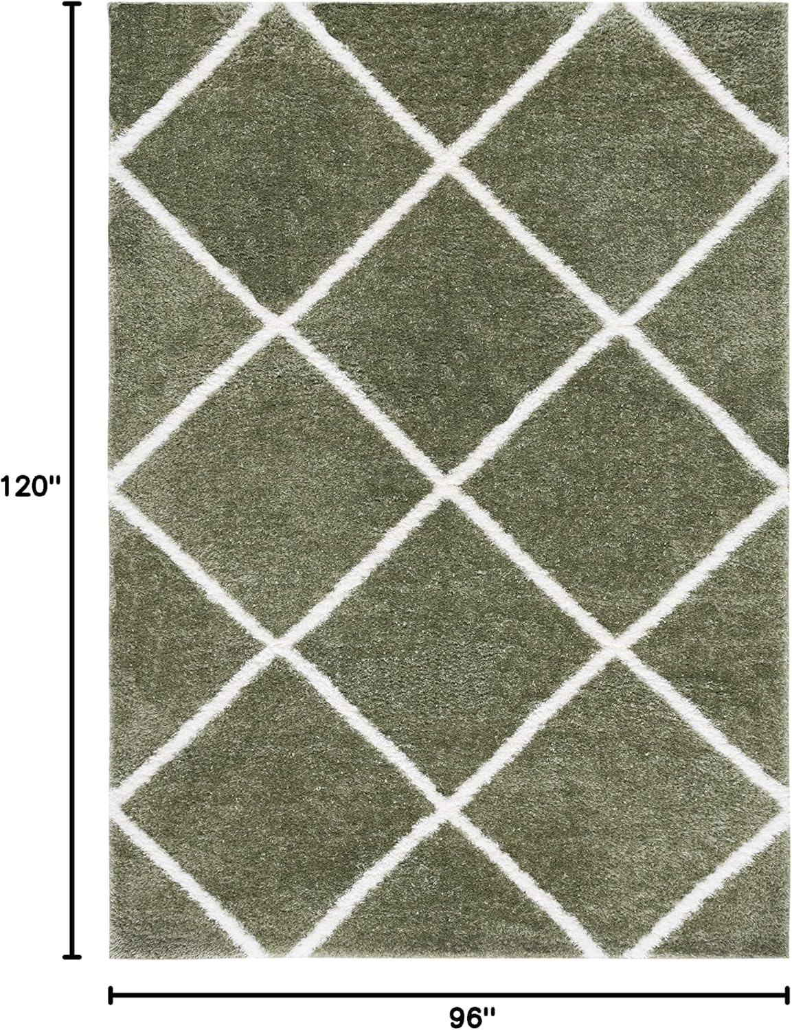image:imageSAFAVIEH Area Rug 8x10 Tahoe Shag Collection Large Black amp White Trellis Pattern NonShedding amp Easy Cleaning Plush Thick Pile Ideal for Living Room Bedroom Dining Space THO676ZSageWhite
