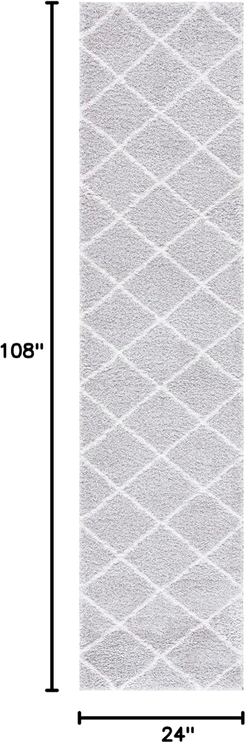 image:imageSAFAVIEH Area Rug 8x10 Tahoe Shag Collection Large Black amp White Trellis Pattern NonShedding amp Easy Cleaning Plush Thick Pile Ideal for Living Room Bedroom Dining Space THO676ZLight GreyWhite