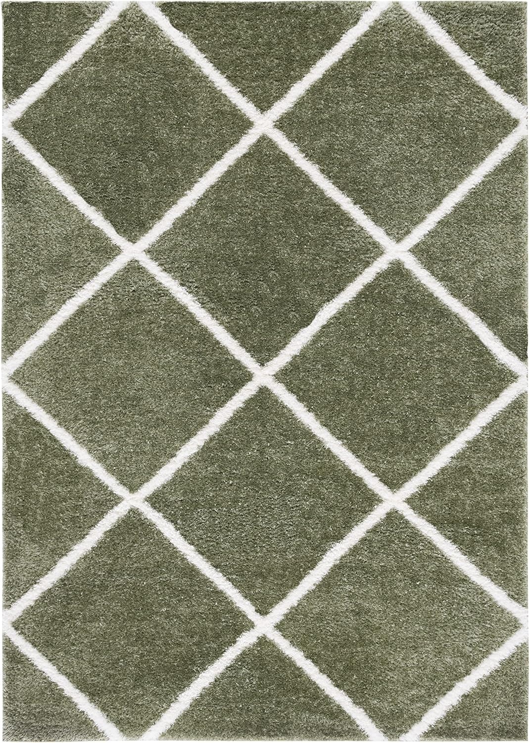 image:imageSAFAVIEH Area Rug 8x10 Tahoe Shag Collection Large Black amp White Trellis Pattern NonShedding amp Easy Cleaning Plush Thick Pile Ideal for Living Room Bedroom Dining Space THO676ZSageWhite