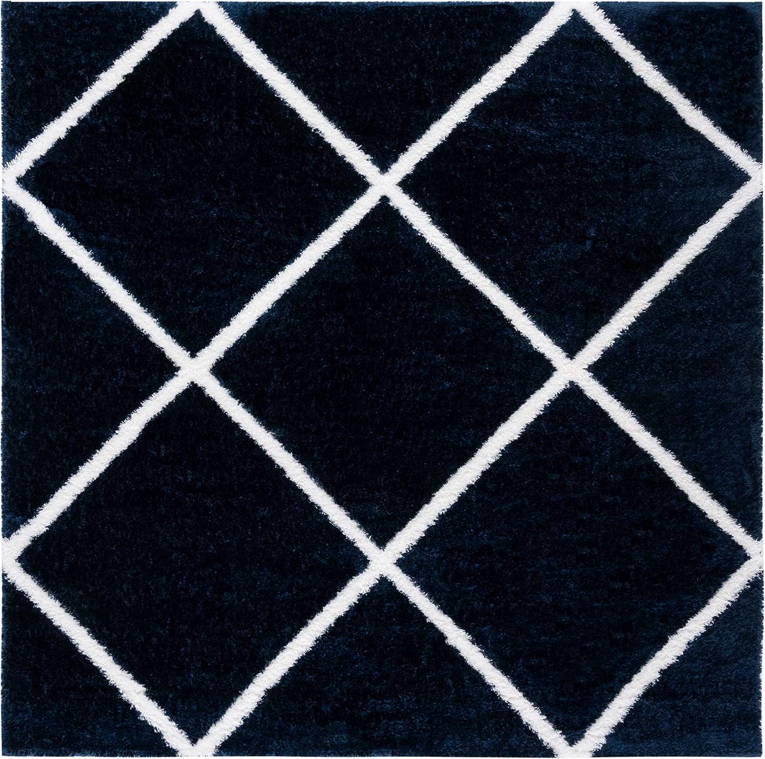image:imageSAFAVIEH Area Rug 8x10 Tahoe Shag Collection Large Black amp White Trellis Pattern NonShedding amp Easy Cleaning Plush Thick Pile Ideal for Living Room Bedroom Dining Space THO676ZNavyWhite