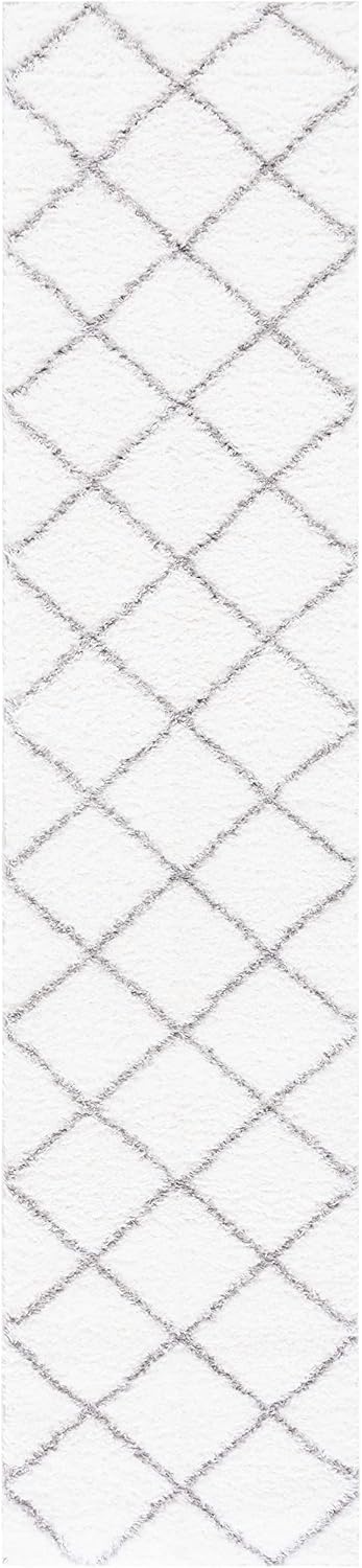 image:imageSAFAVIEH Area Rug 8x10 Tahoe Shag Collection Large Black amp White Trellis Pattern NonShedding amp Easy Cleaning Plush Thick Pile Ideal for Living Room Bedroom Dining Space THO676ZWhiteGrey