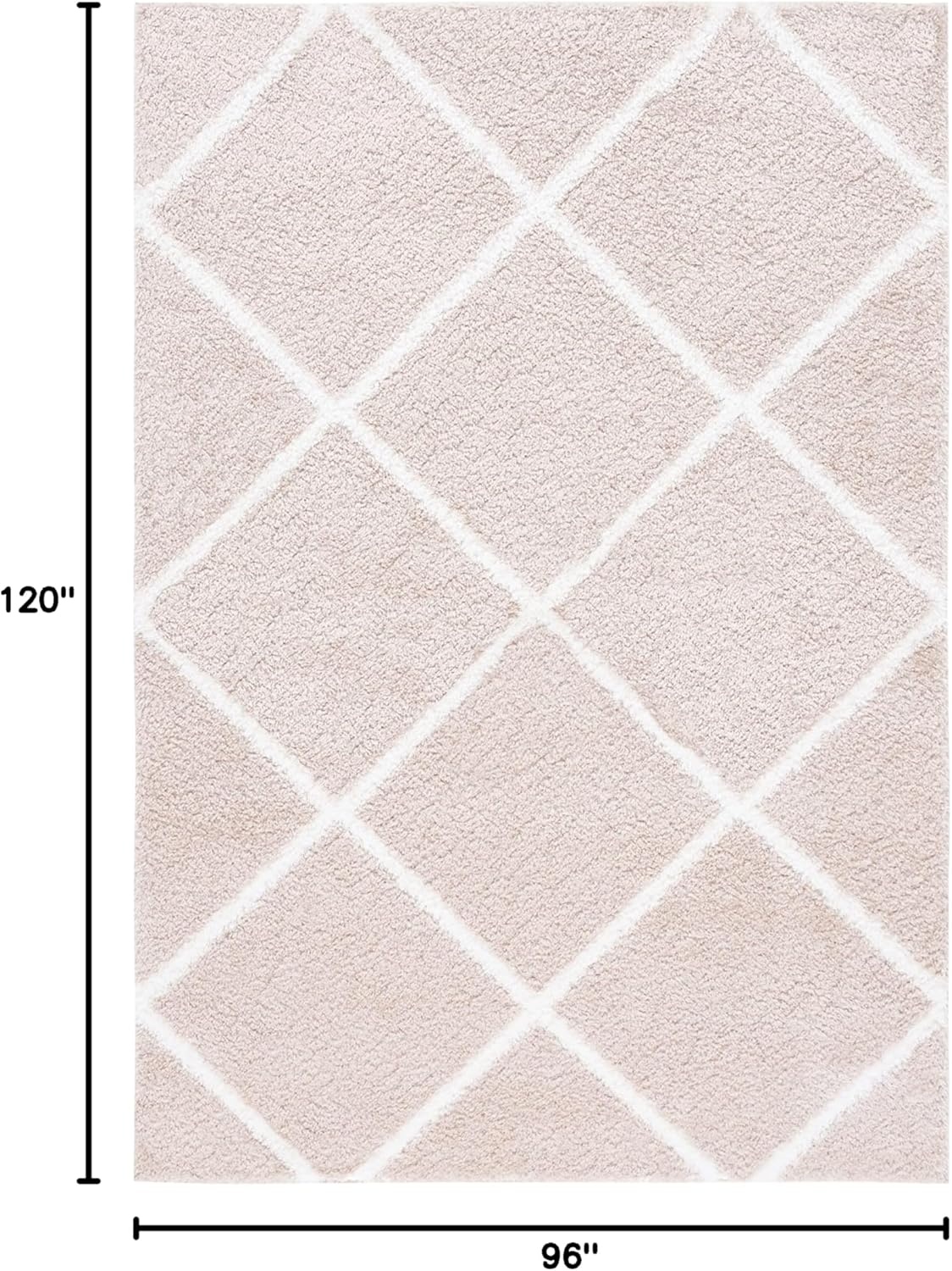 image:imageSAFAVIEH Area Rug 8x10 Tahoe Shag Collection Large Black amp White Trellis Pattern NonShedding amp Easy Cleaning Plush Thick Pile Ideal for Living Room Bedroom Dining Space THO676ZBeigeWhite