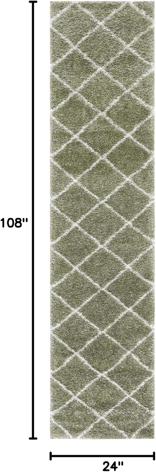 image:imageSAFAVIEH Area Rug 8x10 Tahoe Shag Collection Large Black amp White Trellis Pattern NonShedding amp Easy Cleaning Plush Thick Pile Ideal for Living Room Bedroom Dining Space THO676ZSageWhite