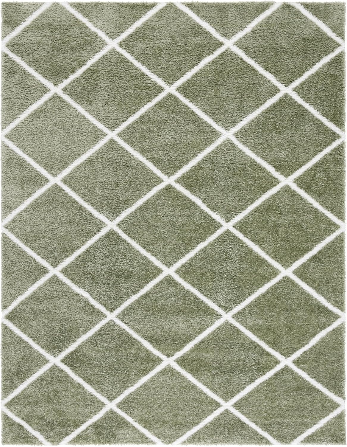image:imageSAFAVIEH Area Rug 8x10 Tahoe Shag Collection Large Black amp White Trellis Pattern NonShedding amp Easy Cleaning Plush Thick Pile Ideal for Living Room Bedroom Dining Space THO676ZSageWhite