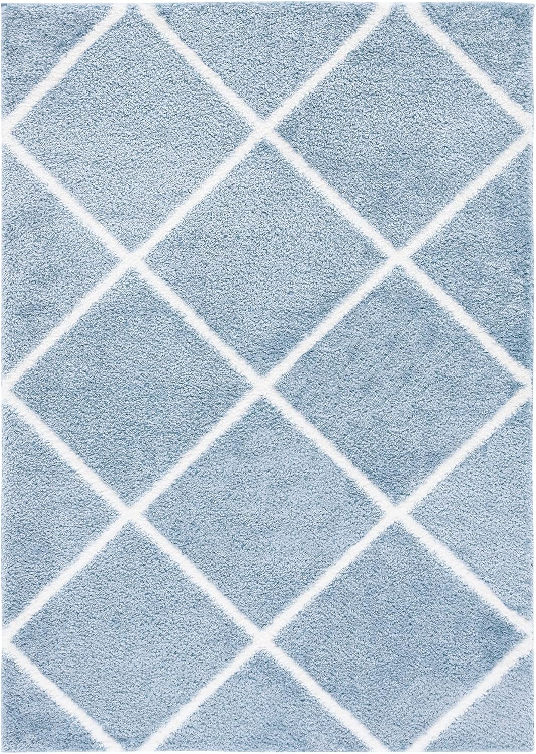 image:imageSAFAVIEH Area Rug 8x10 Tahoe Shag Collection Large Black amp White Trellis Pattern NonShedding amp Easy Cleaning Plush Thick Pile Ideal for Living Room Bedroom Dining Space THO676ZBlueWhite
