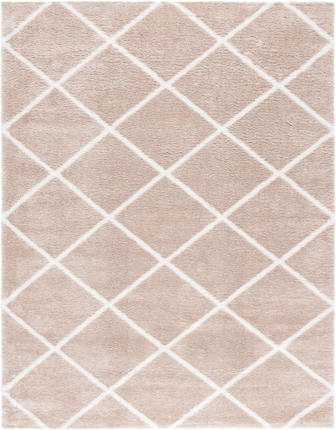 image:imageSAFAVIEH Area Rug 8x10 Tahoe Shag Collection Large Black amp White Trellis Pattern NonShedding amp Easy Cleaning Plush Thick Pile Ideal for Living Room Bedroom Dining Space THO676ZBeigeWhite