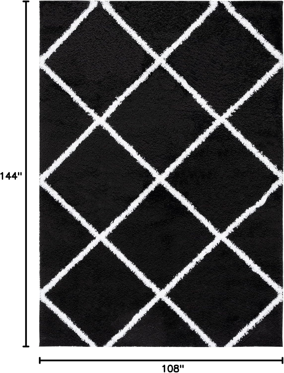 image:imageSAFAVIEH Area Rug 8x10 Tahoe Shag Collection Large Black amp White Trellis Pattern NonShedding amp Easy Cleaning Plush Thick Pile Ideal for Living Room Bedroom Dining Space THO676ZBlackWhite