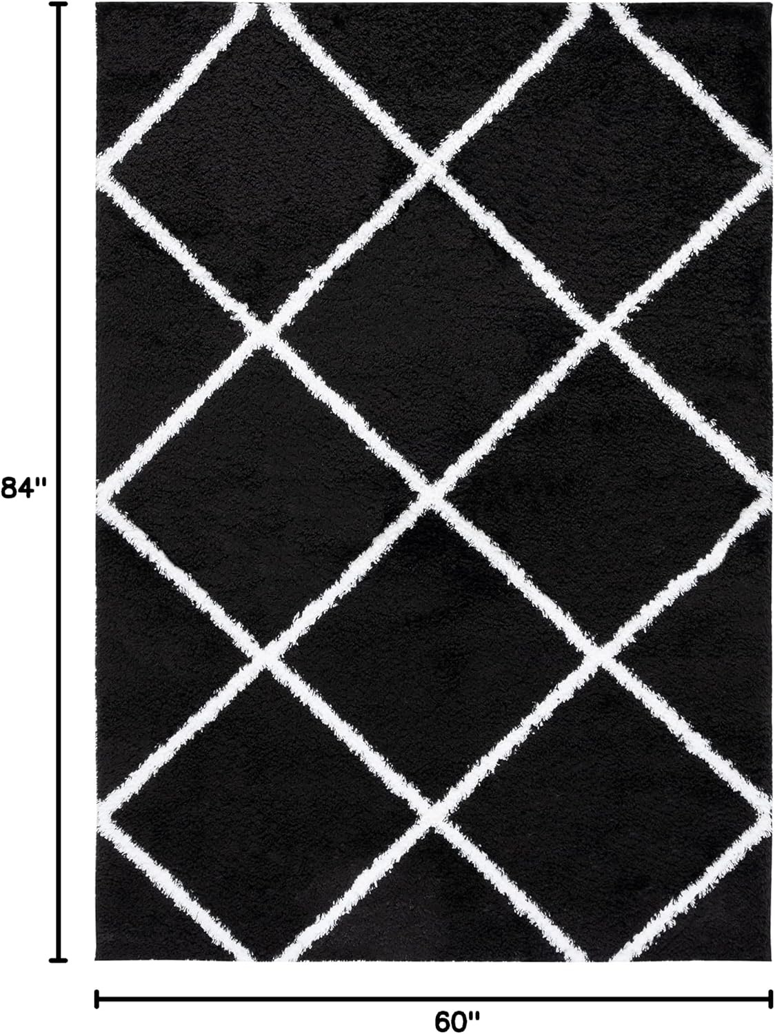 image:imageSAFAVIEH Area Rug 8x10 Tahoe Shag Collection Large Black amp White Trellis Pattern NonShedding amp Easy Cleaning Plush Thick Pile Ideal for Living Room Bedroom Dining Space THO676ZBlackWhite