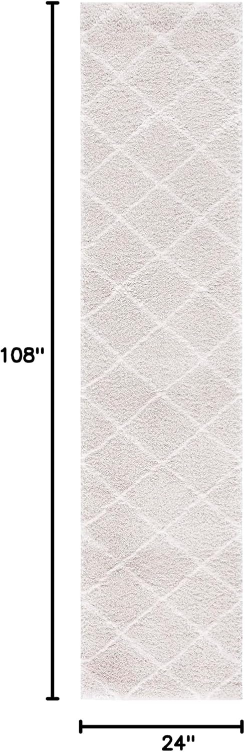 image:imageSAFAVIEH Area Rug 8x10 Tahoe Shag Collection Large Black amp White Trellis Pattern NonShedding amp Easy Cleaning Plush Thick Pile Ideal for Living Room Bedroom Dining Space THO676ZSilverWhite