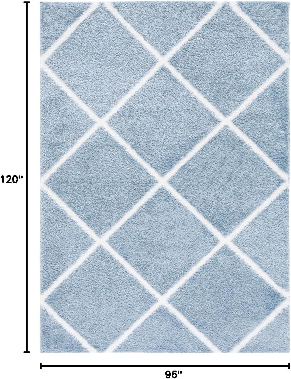 image:imageSAFAVIEH Area Rug 8x10 Tahoe Shag Collection Large Black amp White Trellis Pattern NonShedding amp Easy Cleaning Plush Thick Pile Ideal for Living Room Bedroom Dining Space THO676ZBlueWhite