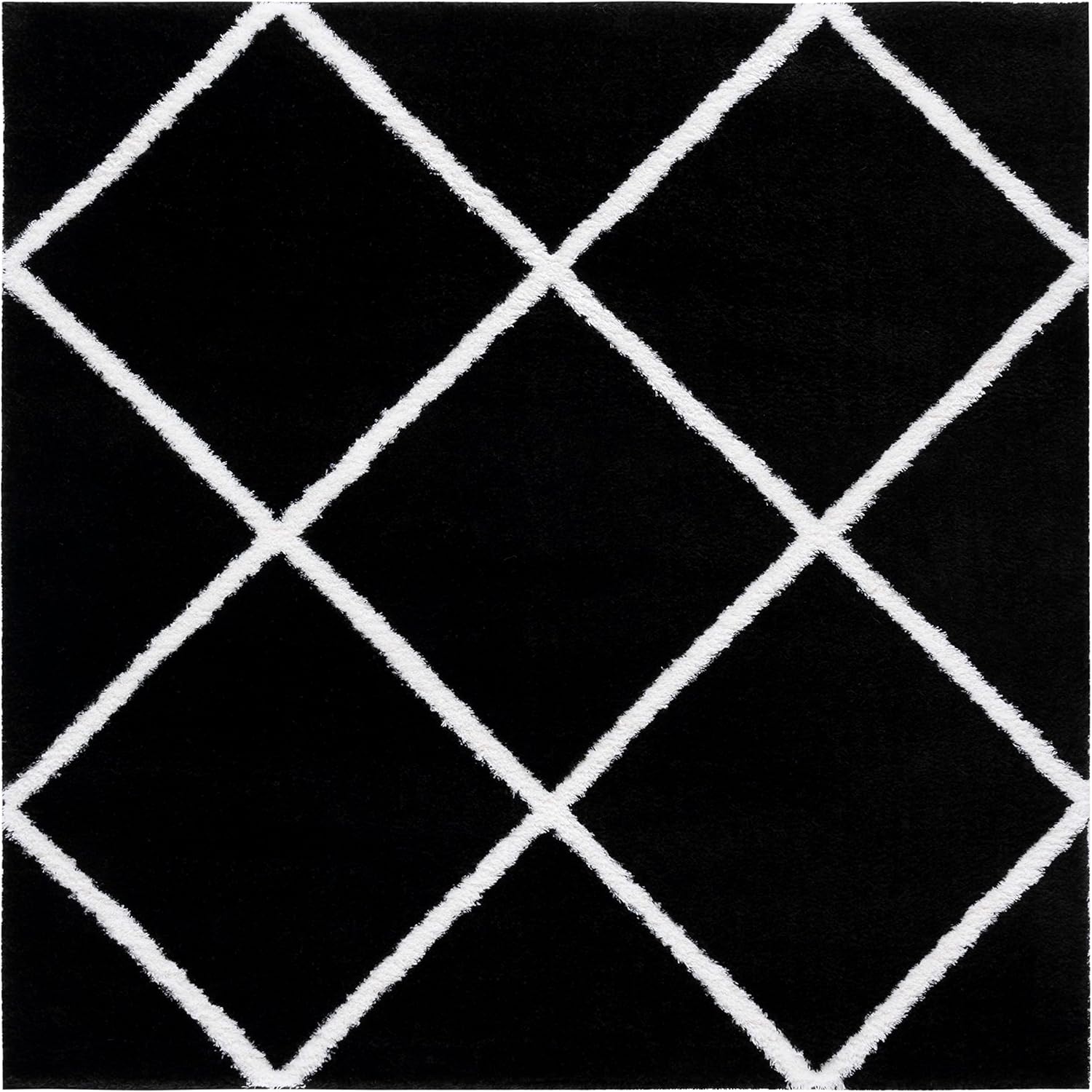 image:imageSAFAVIEH Area Rug 8x10 Tahoe Shag Collection Large Black amp White Trellis Pattern NonShedding amp Easy Cleaning Plush Thick Pile Ideal for Living Room Bedroom Dining Space THO676ZBlackWhite