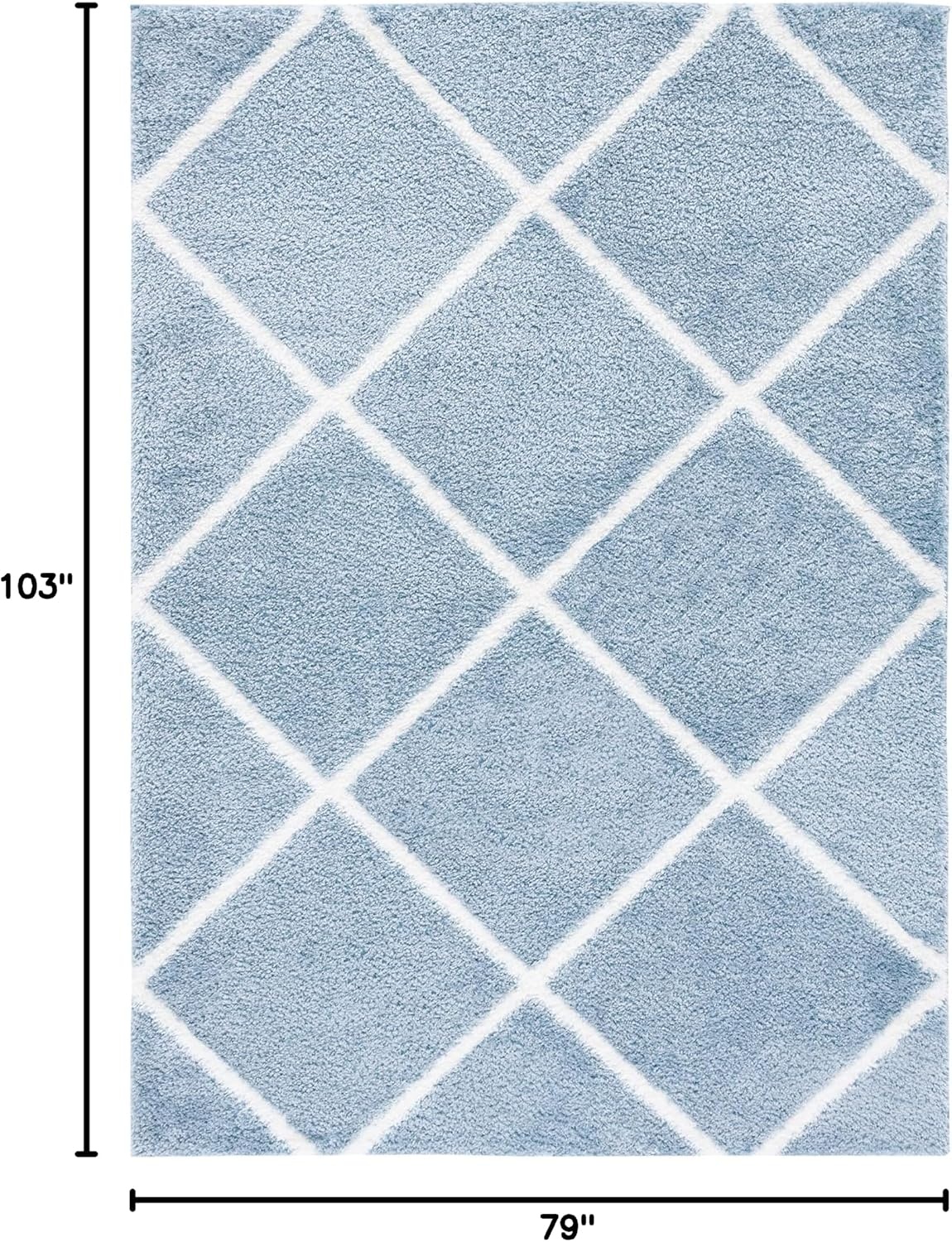 image:imageSAFAVIEH Area Rug 8x10 Tahoe Shag Collection Large Black amp White Trellis Pattern NonShedding amp Easy Cleaning Plush Thick Pile Ideal for Living Room Bedroom Dining Space THO676ZBlueWhite