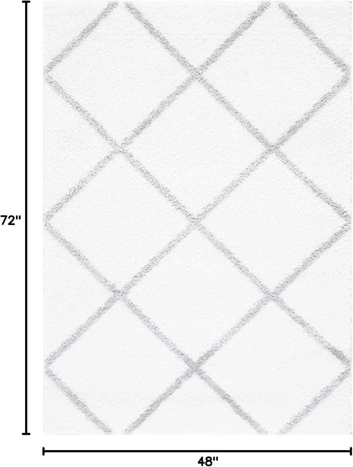 image:imageSAFAVIEH Area Rug 8x10 Tahoe Shag Collection Large Black amp White Trellis Pattern NonShedding amp Easy Cleaning Plush Thick Pile Ideal for Living Room Bedroom Dining Space THO676ZWhiteGrey