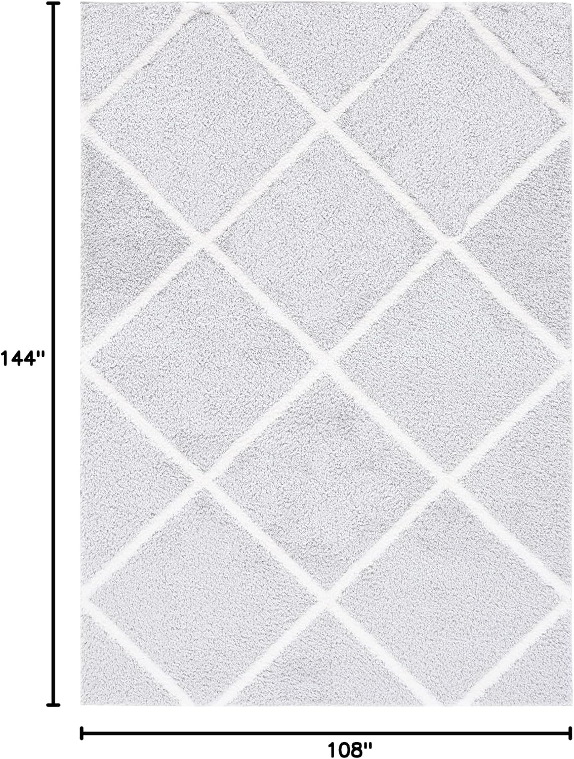 image:imageSAFAVIEH Area Rug 8x10 Tahoe Shag Collection Large Black amp White Trellis Pattern NonShedding amp Easy Cleaning Plush Thick Pile Ideal for Living Room Bedroom Dining Space THO676ZLight GreyWhite