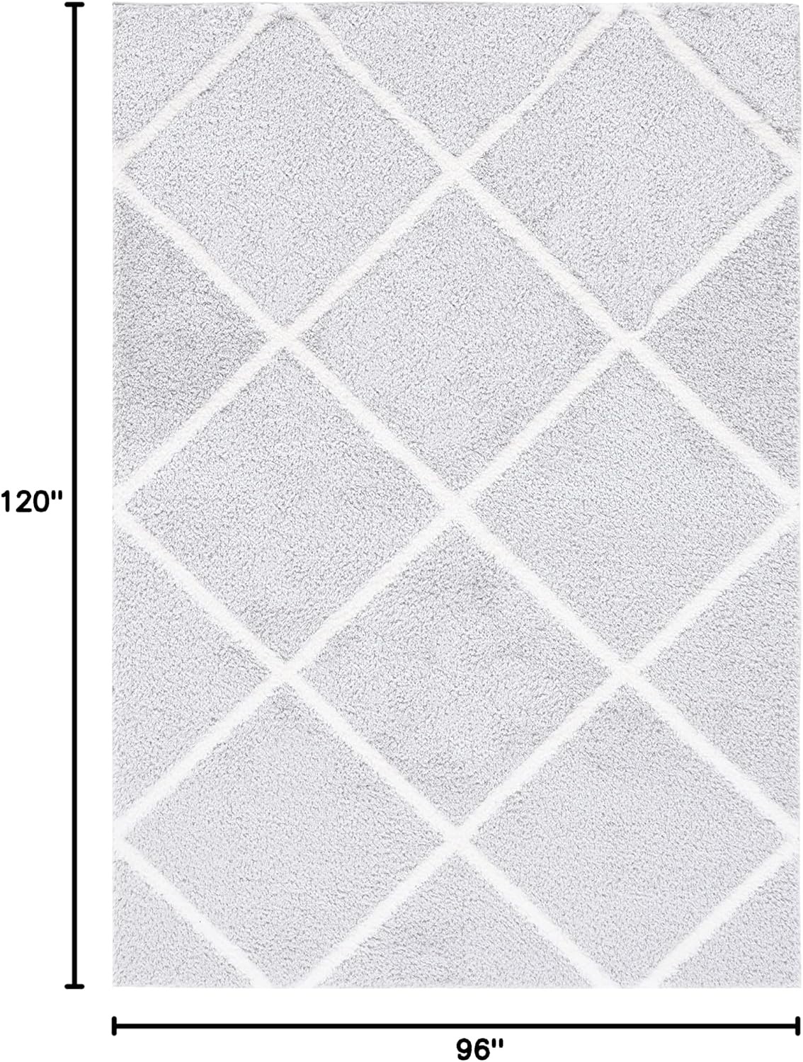 image:imageSAFAVIEH Area Rug 8x10 Tahoe Shag Collection Large Black amp White Trellis Pattern NonShedding amp Easy Cleaning Plush Thick Pile Ideal for Living Room Bedroom Dining Space THO676ZLight GreyWhite