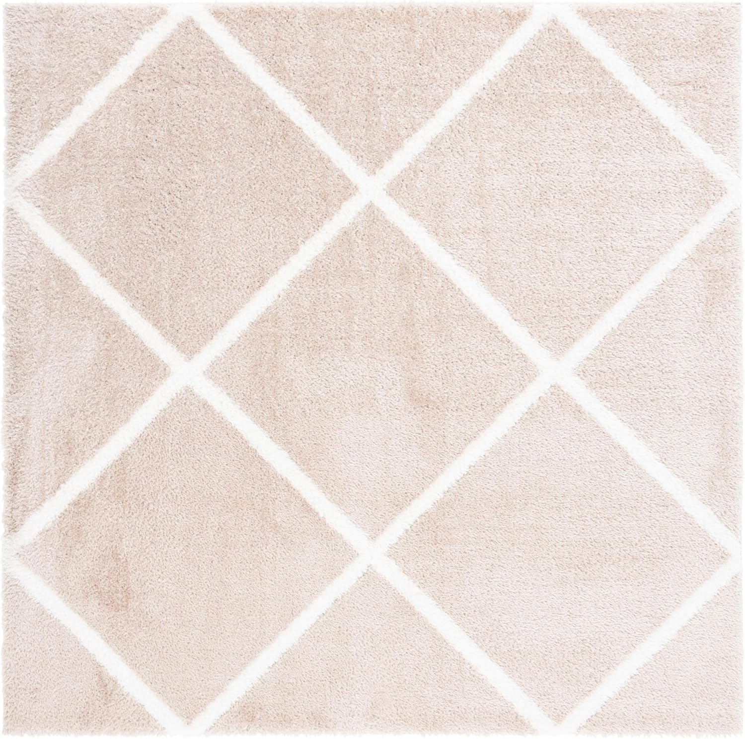 image:imageSAFAVIEH Area Rug 8x10 Tahoe Shag Collection Large Black amp White Trellis Pattern NonShedding amp Easy Cleaning Plush Thick Pile Ideal for Living Room Bedroom Dining Space THO676ZBeigeWhite