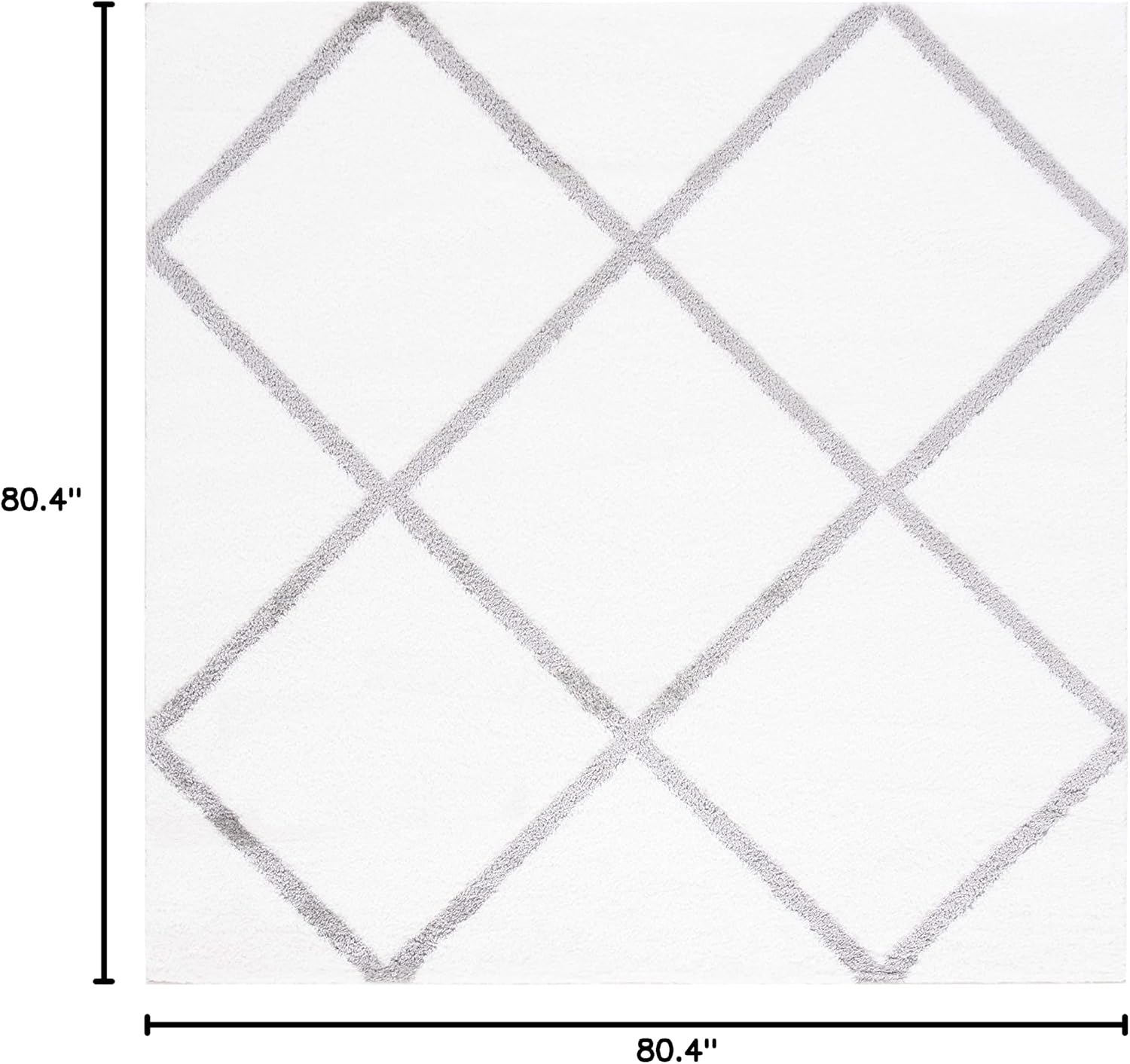 image:imageSAFAVIEH Area Rug 8x10 Tahoe Shag Collection Large Black amp White Trellis Pattern NonShedding amp Easy Cleaning Plush Thick Pile Ideal for Living Room Bedroom Dining Space THO676ZWhiteGrey