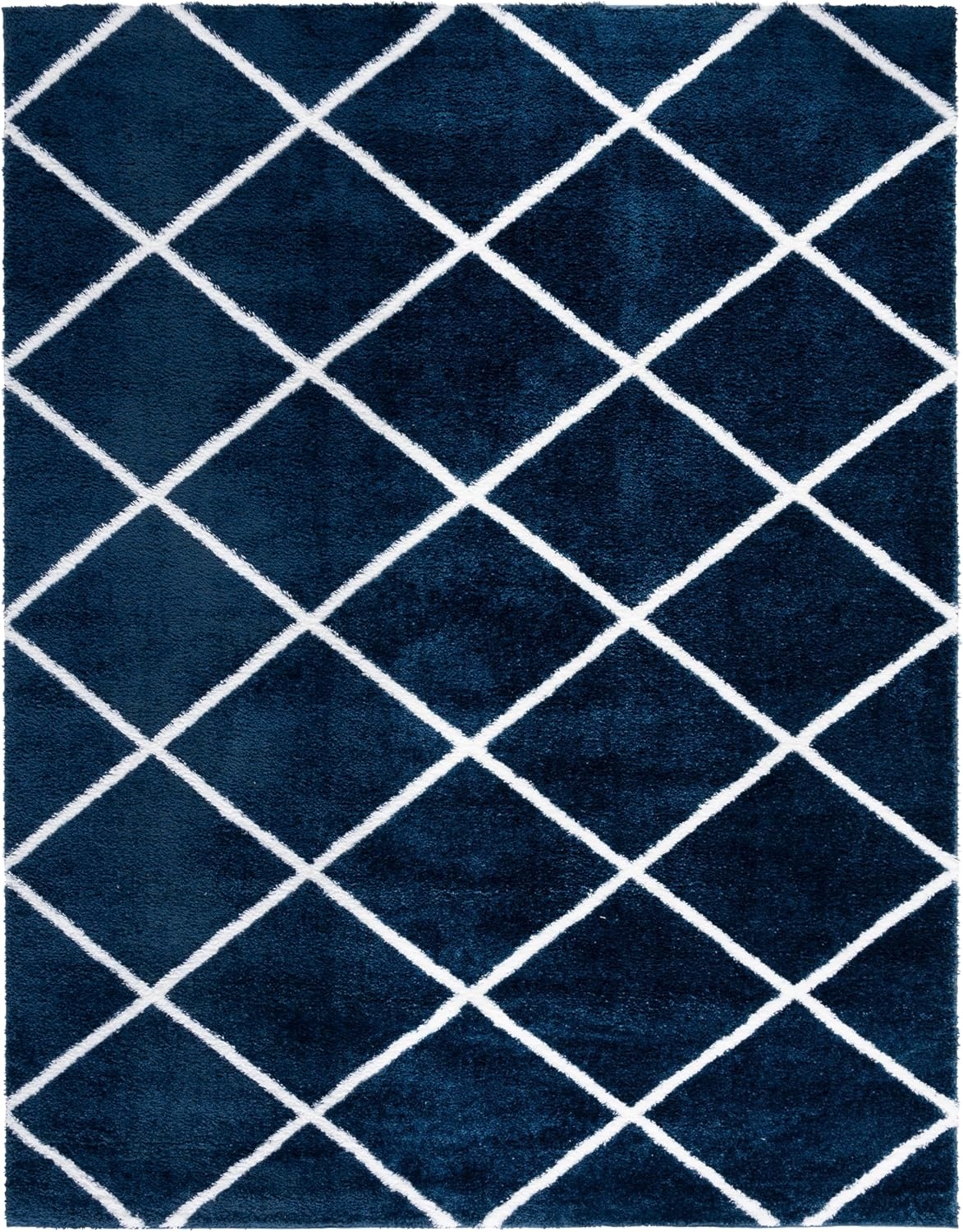 image:imageSAFAVIEH Area Rug 8x10 Tahoe Shag Collection Large Black amp White Trellis Pattern NonShedding amp Easy Cleaning Plush Thick Pile Ideal for Living Room Bedroom Dining Space THO676ZNavyWhite