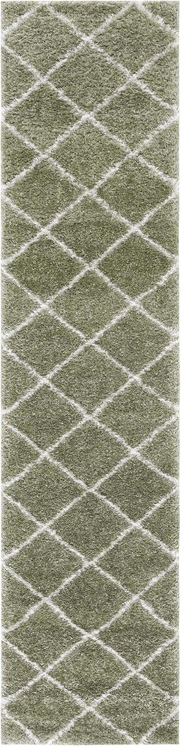 image:imageSAFAVIEH Area Rug 8x10 Tahoe Shag Collection Large Black amp White Trellis Pattern NonShedding amp Easy Cleaning Plush Thick Pile Ideal for Living Room Bedroom Dining Space THO676ZSageWhite