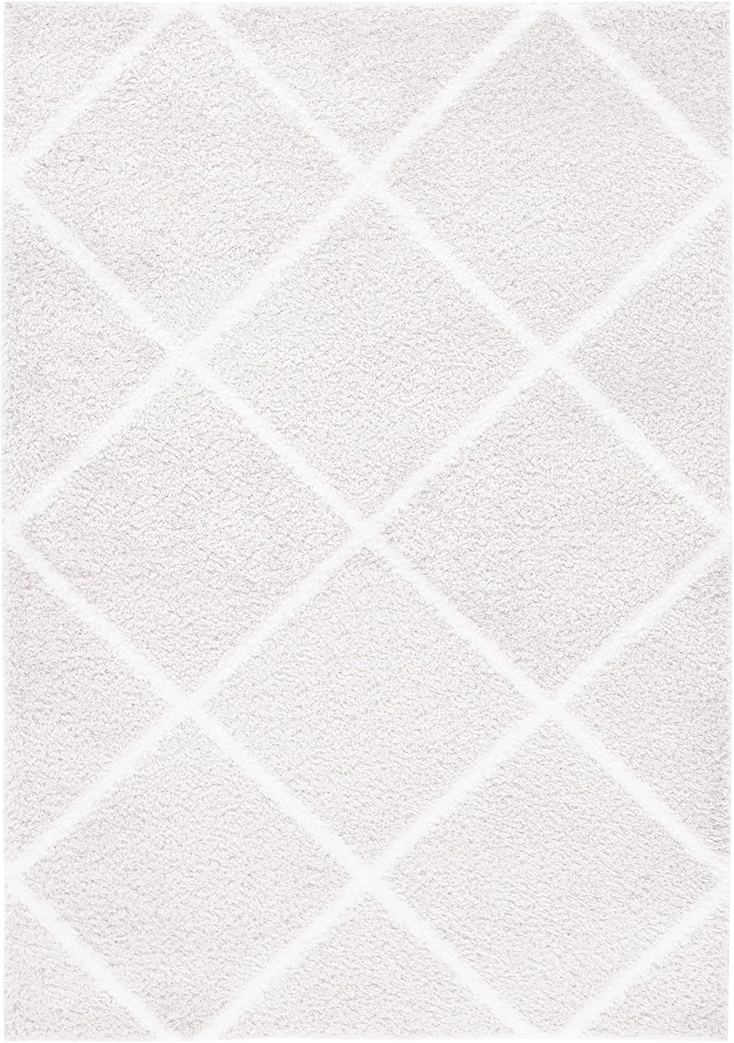 image:imageSAFAVIEH Area Rug 8x10 Tahoe Shag Collection Large Black amp White Trellis Pattern NonShedding amp Easy Cleaning Plush Thick Pile Ideal for Living Room Bedroom Dining Space THO676ZSilverWhite