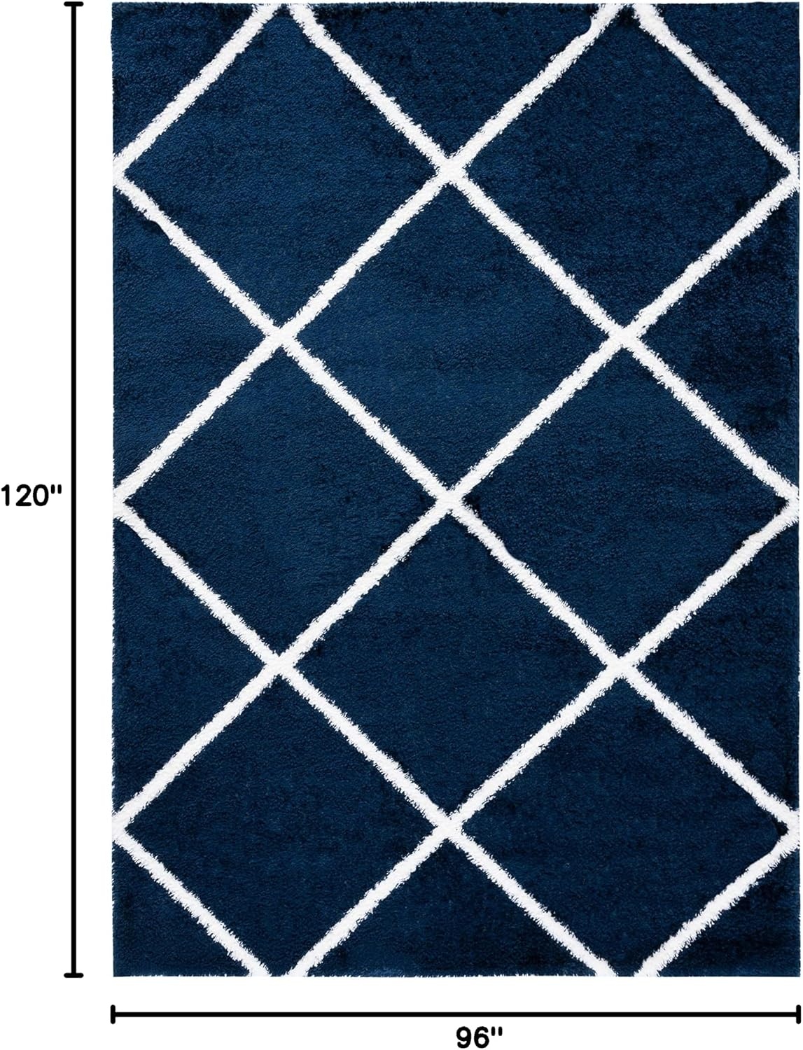image:imageSAFAVIEH Area Rug 8x10 Tahoe Shag Collection Large Black amp White Trellis Pattern NonShedding amp Easy Cleaning Plush Thick Pile Ideal for Living Room Bedroom Dining Space THO676ZNavyWhite