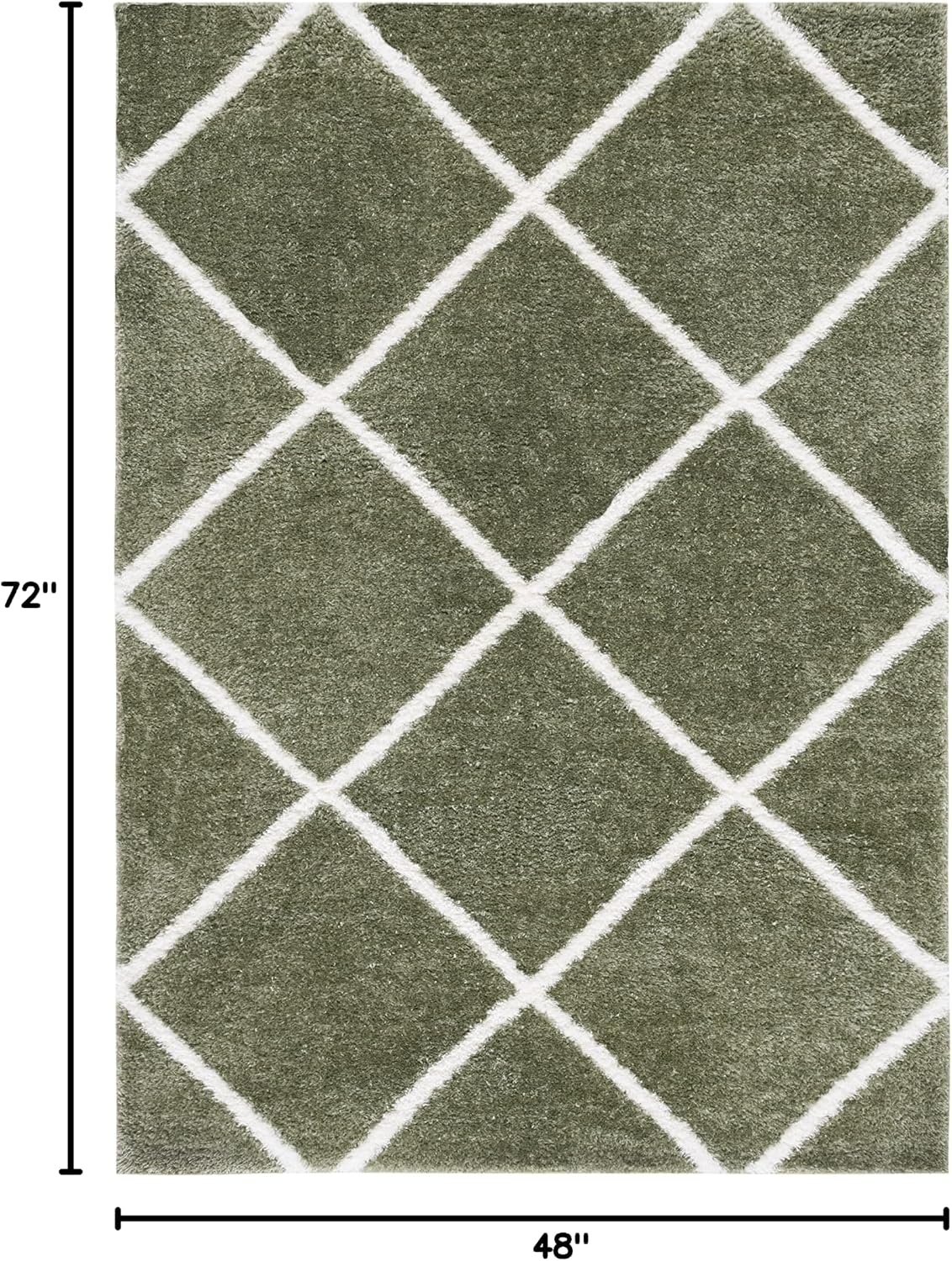 image:imageSAFAVIEH Area Rug 8x10 Tahoe Shag Collection Large Black amp White Trellis Pattern NonShedding amp Easy Cleaning Plush Thick Pile Ideal for Living Room Bedroom Dining Space THO676ZSageWhite
