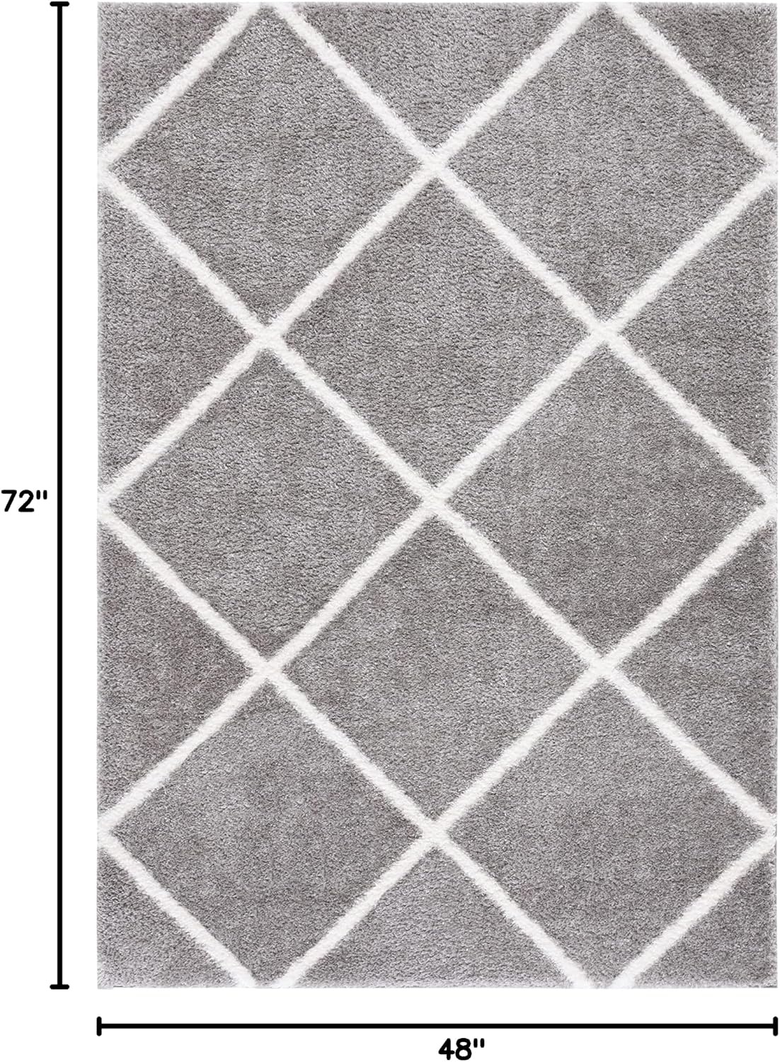image:imageSAFAVIEH Area Rug 8x10 Tahoe Shag Collection Large Black amp White Trellis Pattern NonShedding amp Easy Cleaning Plush Thick Pile Ideal for Living Room Bedroom Dining Space THO676ZGreyWhite