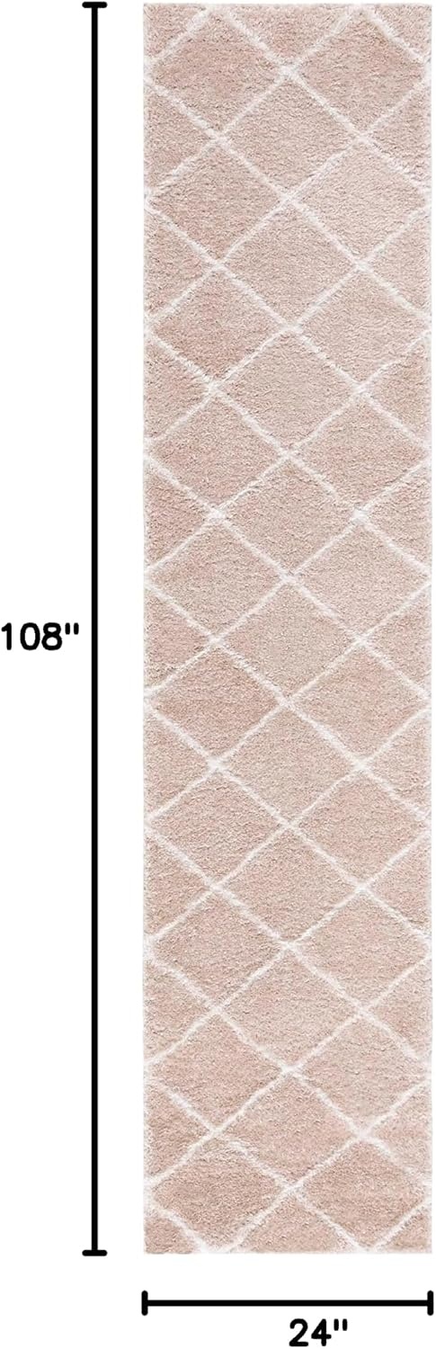 image:imageSAFAVIEH Area Rug 8x10 Tahoe Shag Collection Large Black amp White Trellis Pattern NonShedding amp Easy Cleaning Plush Thick Pile Ideal for Living Room Bedroom Dining Space THO676ZBeigeWhite