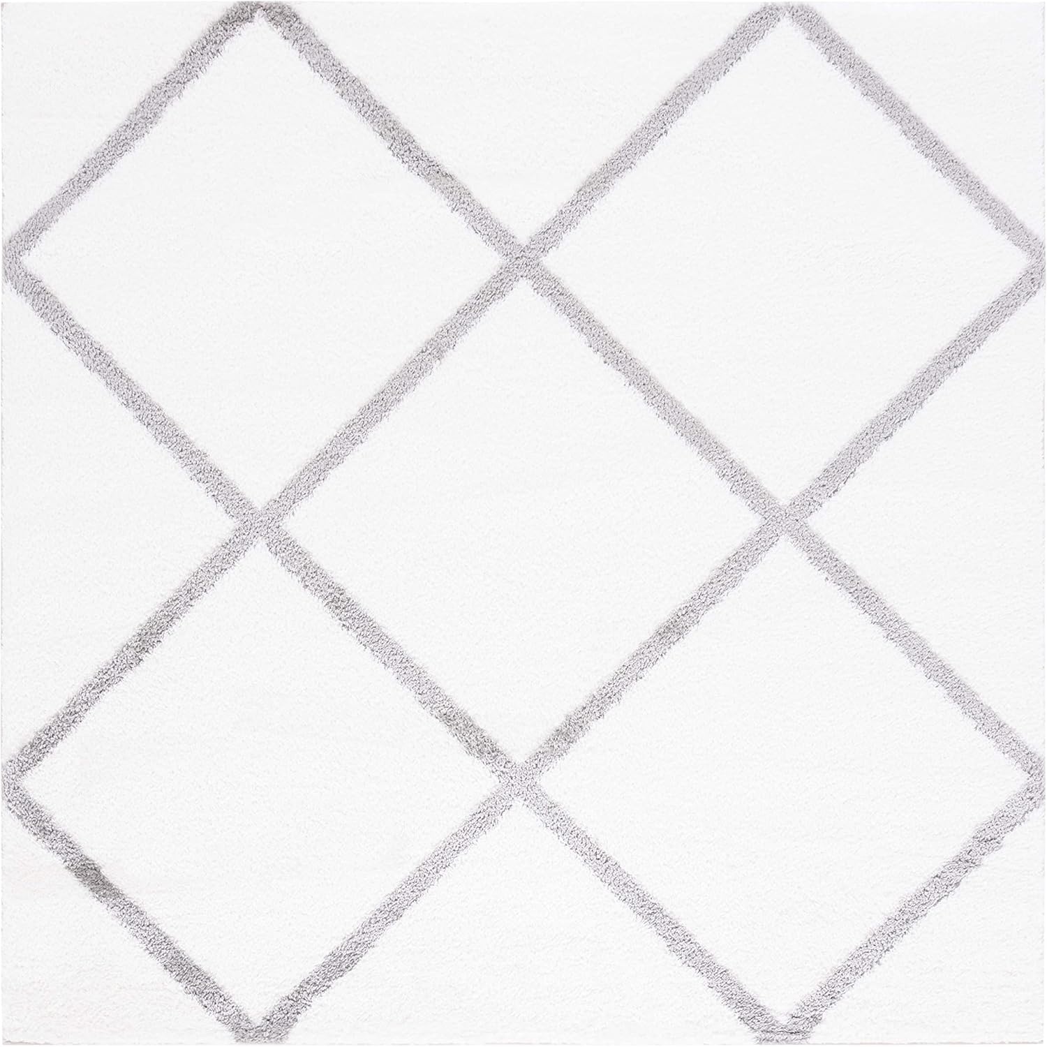 image:imageSAFAVIEH Area Rug 8x10 Tahoe Shag Collection Large Black amp White Trellis Pattern NonShedding amp Easy Cleaning Plush Thick Pile Ideal for Living Room Bedroom Dining Space THO676ZWhiteGrey