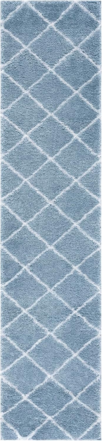 image:imageSAFAVIEH Area Rug 8x10 Tahoe Shag Collection Large Black amp White Trellis Pattern NonShedding amp Easy Cleaning Plush Thick Pile Ideal for Living Room Bedroom Dining Space THO676ZBlueWhite