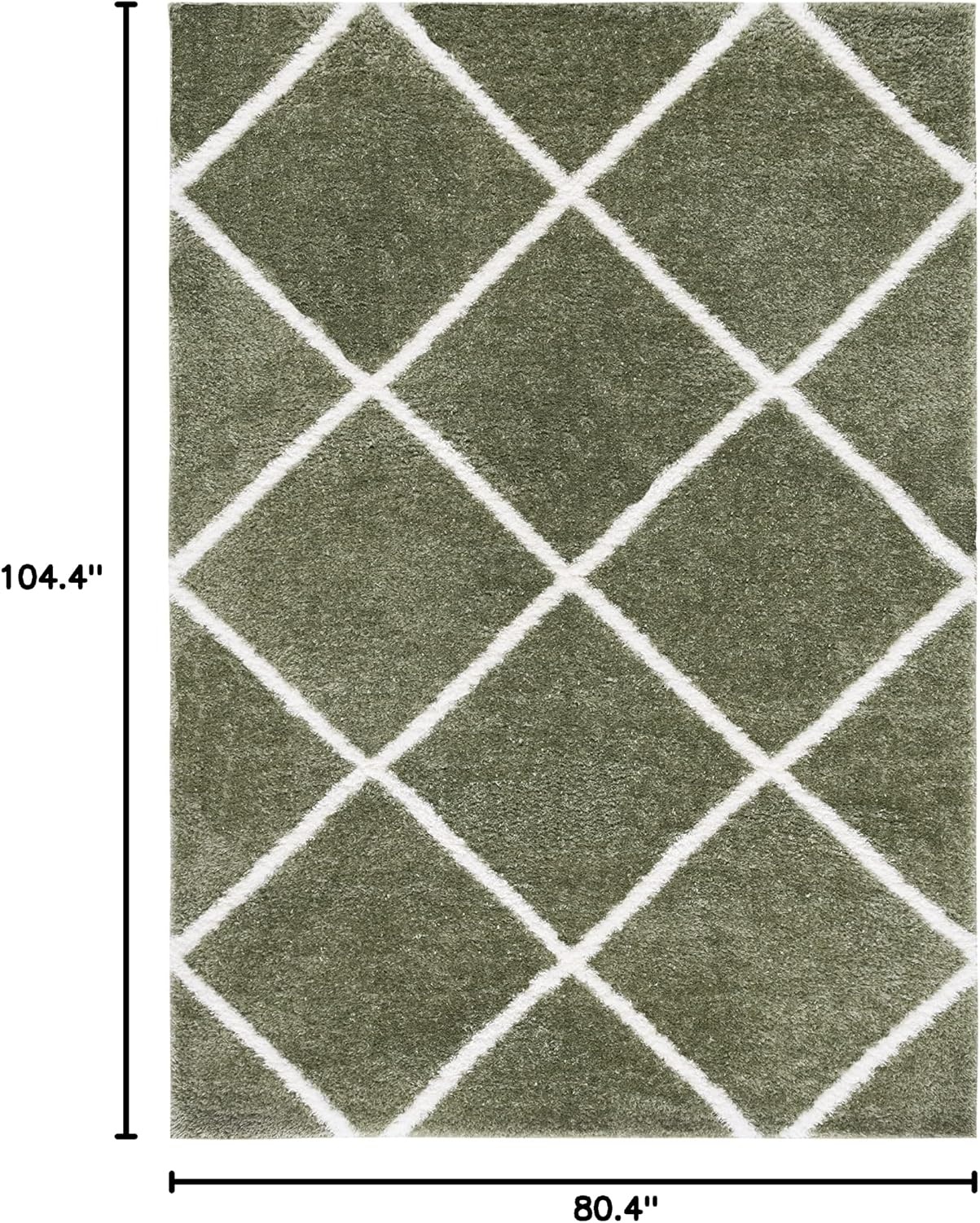 image:imageSAFAVIEH Area Rug 8x10 Tahoe Shag Collection Large Black amp White Trellis Pattern NonShedding amp Easy Cleaning Plush Thick Pile Ideal for Living Room Bedroom Dining Space THO676ZSageWhite