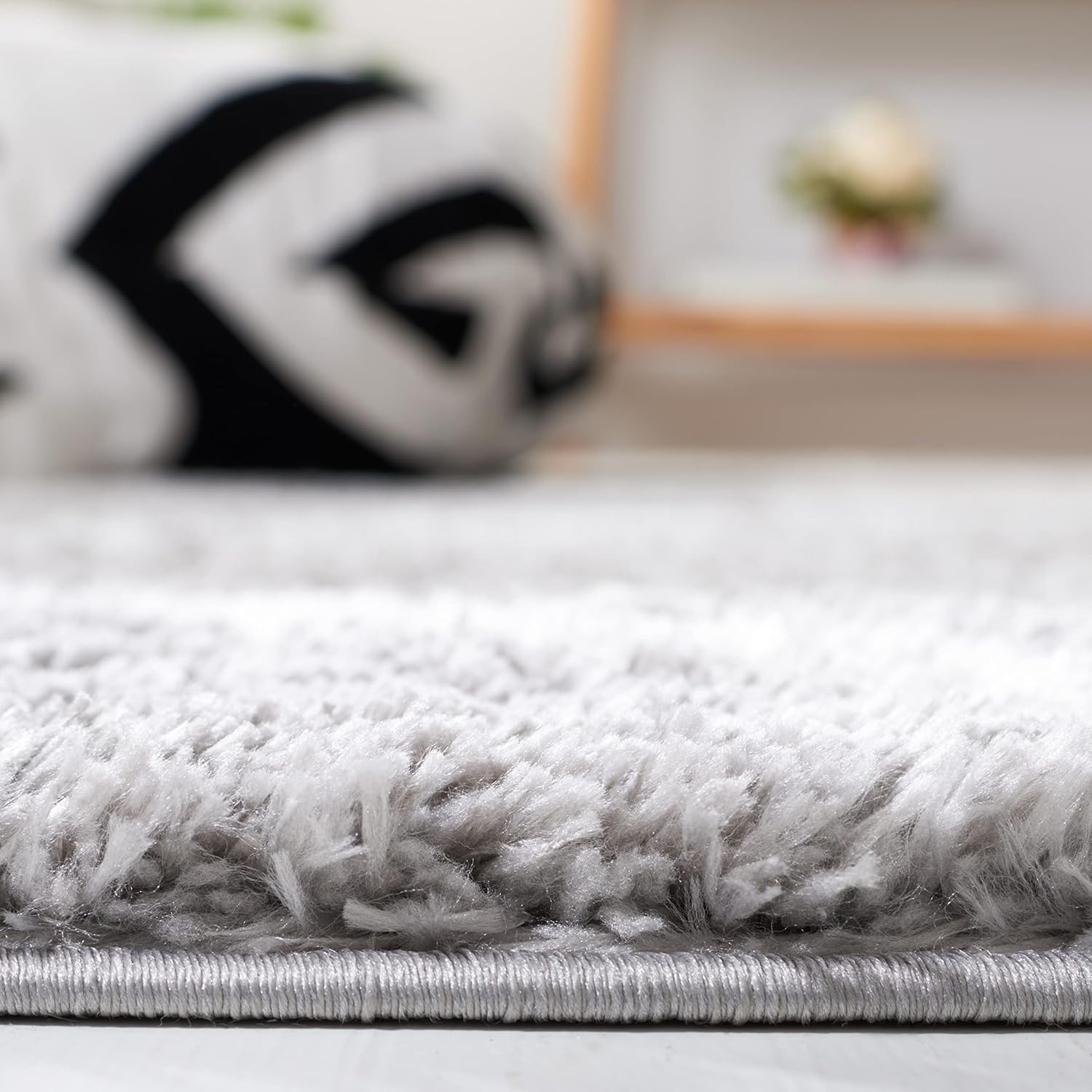 image:imageSAFAVIEH Area Rug 8x10 Tahoe Shag Collection Large Black amp White Trellis Pattern NonShedding amp Easy Cleaning Plush Thick Pile Ideal for Living Room Bedroom Dining Space THO676ZGreyWhite