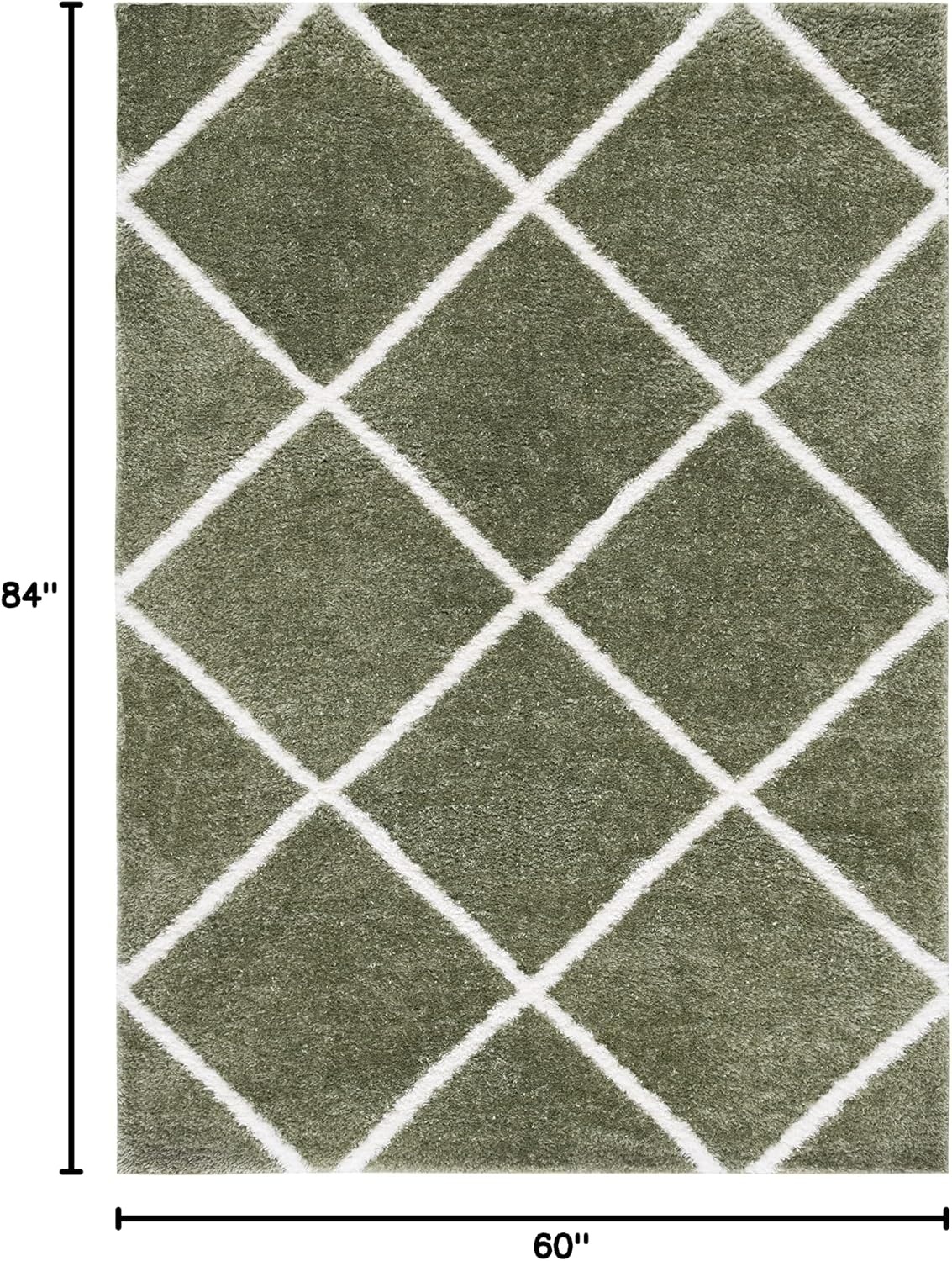 image:imageSAFAVIEH Area Rug 8x10 Tahoe Shag Collection Large Black amp White Trellis Pattern NonShedding amp Easy Cleaning Plush Thick Pile Ideal for Living Room Bedroom Dining Space THO676ZSageWhite