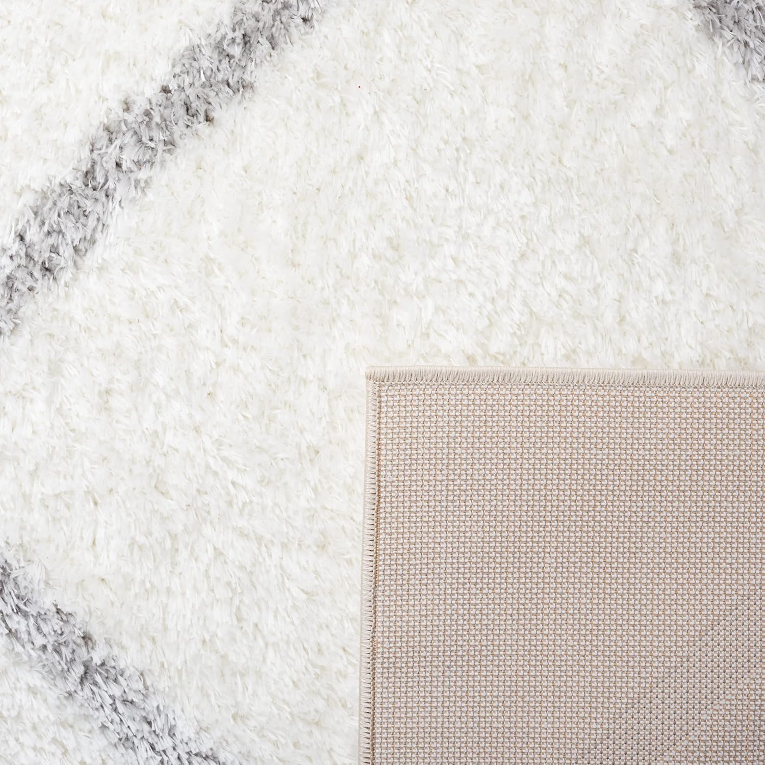 image:imageSAFAVIEH Area Rug 8x10 Tahoe Shag Collection Large Black amp White Trellis Pattern NonShedding amp Easy Cleaning Plush Thick Pile Ideal for Living Room Bedroom Dining Space THO676ZWhiteGrey
