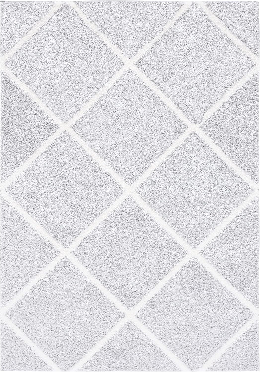 image:imageSAFAVIEH Area Rug 8x10 Tahoe Shag Collection Large Black amp White Trellis Pattern NonShedding amp Easy Cleaning Plush Thick Pile Ideal for Living Room Bedroom Dining Space THO676ZLight GreyWhite