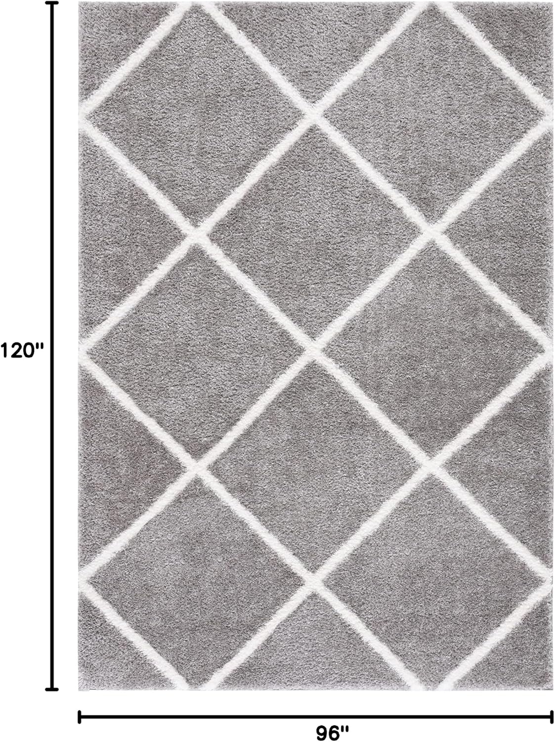 image:imageSAFAVIEH Area Rug 8x10 Tahoe Shag Collection Large Black amp White Trellis Pattern NonShedding amp Easy Cleaning Plush Thick Pile Ideal for Living Room Bedroom Dining Space THO676ZGreyWhite