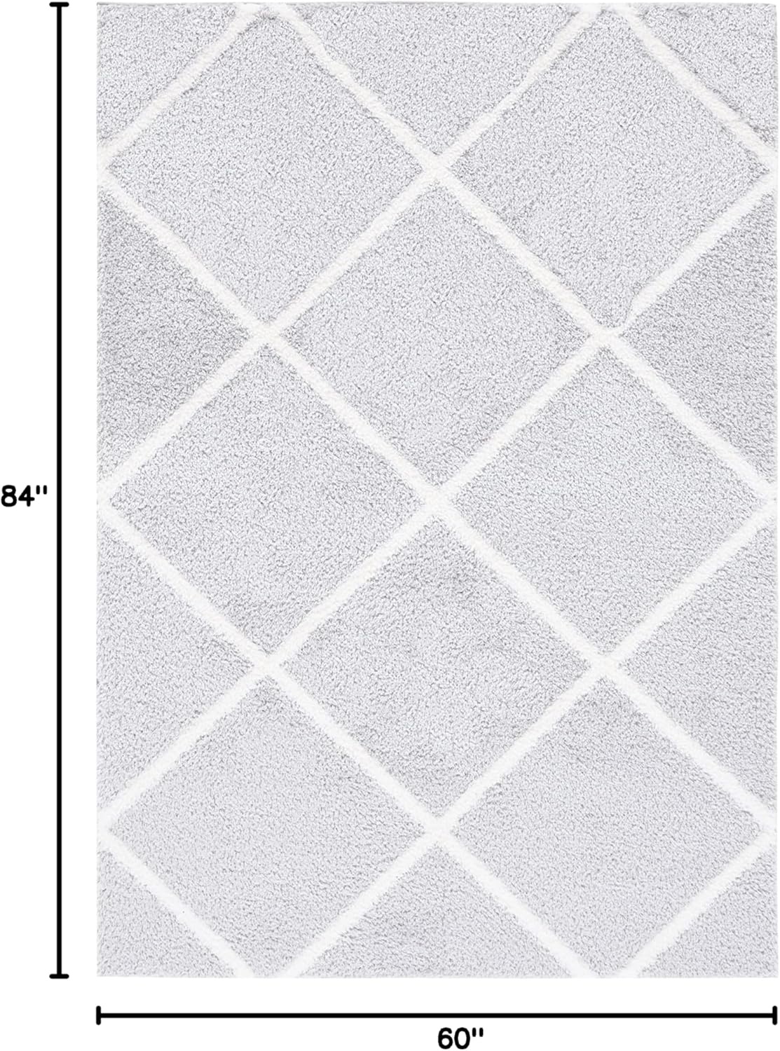 image:imageSAFAVIEH Area Rug 8x10 Tahoe Shag Collection Large Black amp White Trellis Pattern NonShedding amp Easy Cleaning Plush Thick Pile Ideal for Living Room Bedroom Dining Space THO676ZLight GreyWhite